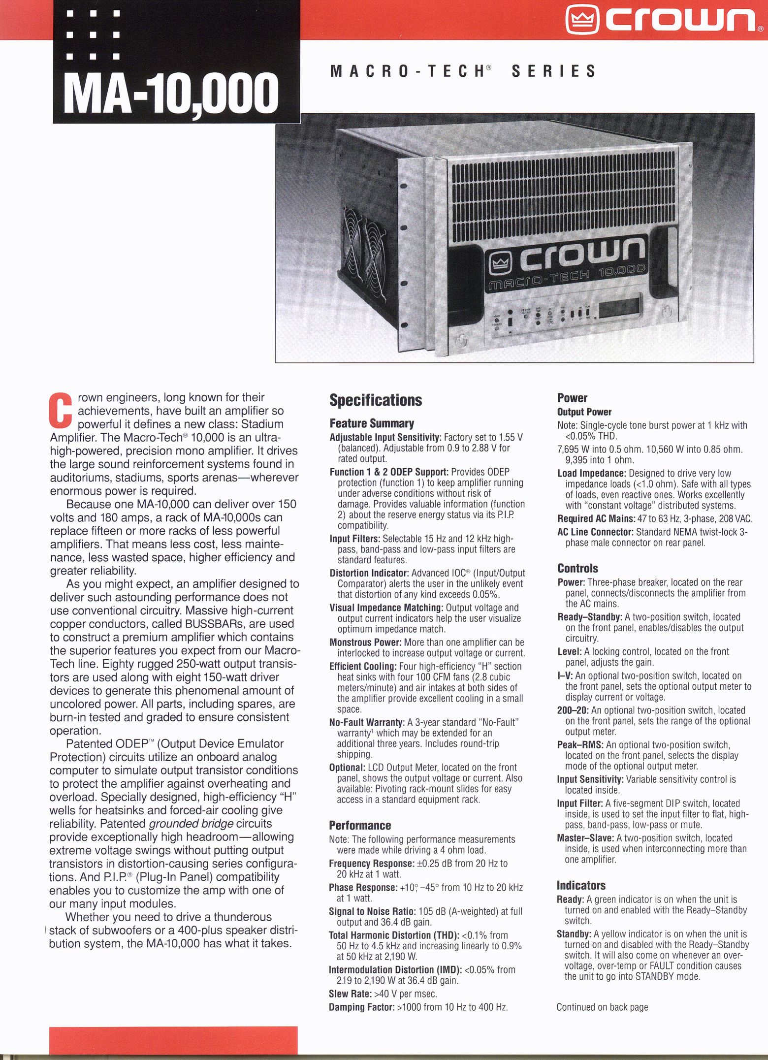 Crown Audio 000 Stereo Amplifier User Manual