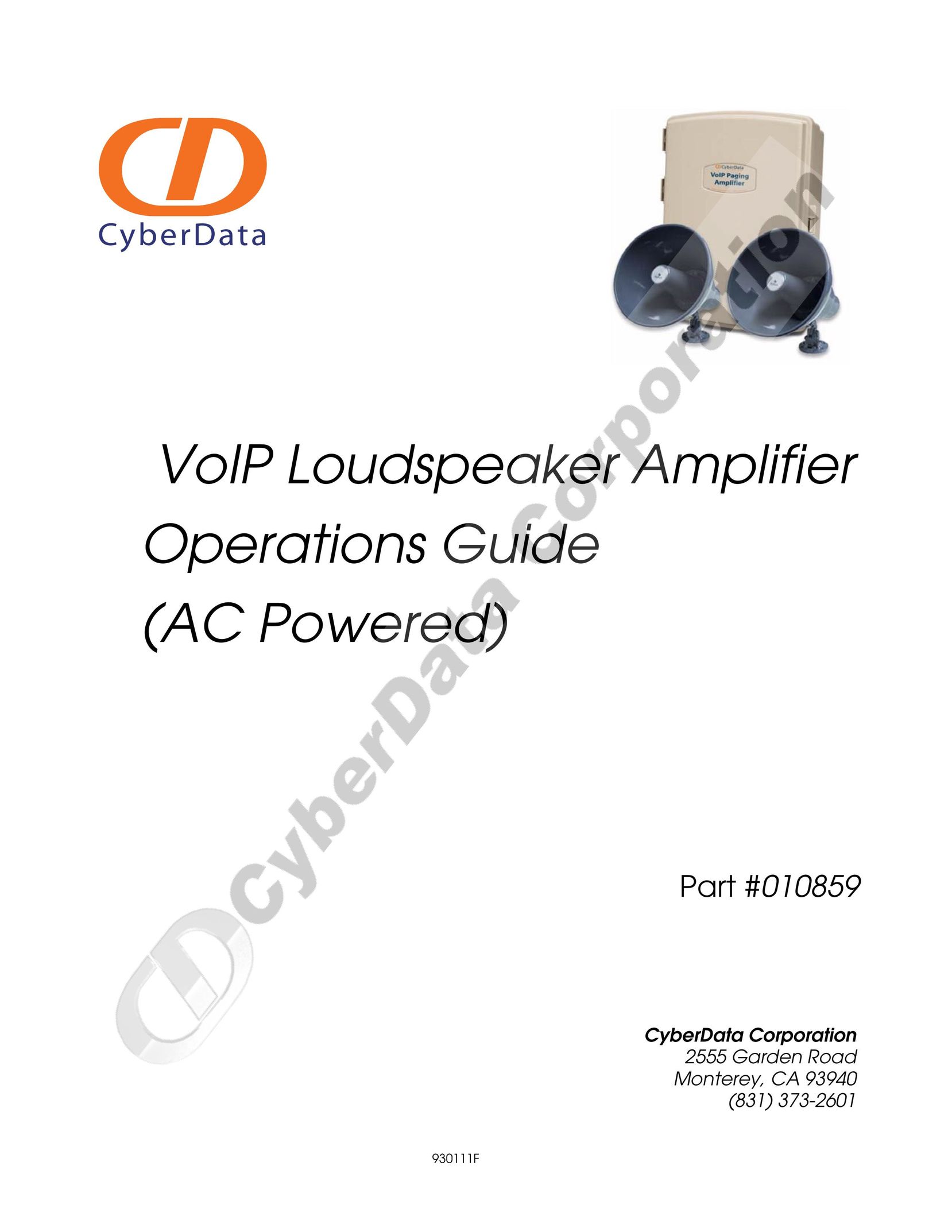 CyberData Part #010859 Stereo Amplifier User Manual