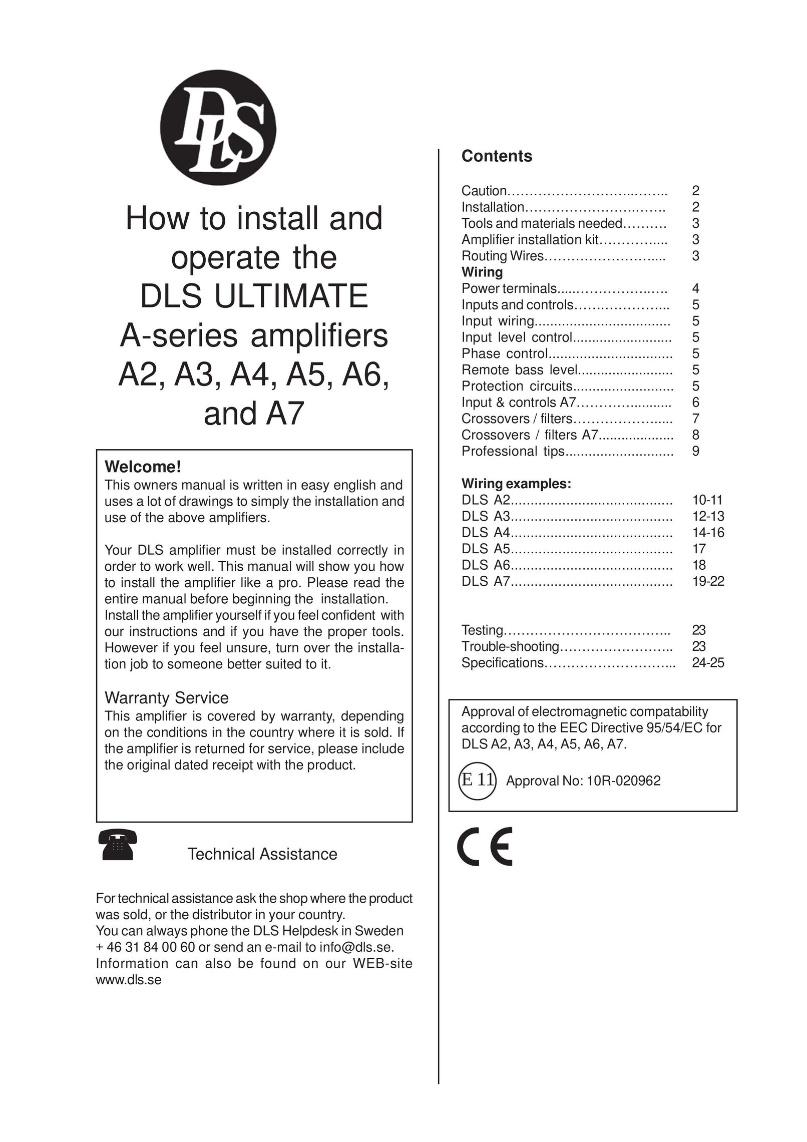 DLS Svenska AB A2 Stereo Amplifier User Manual