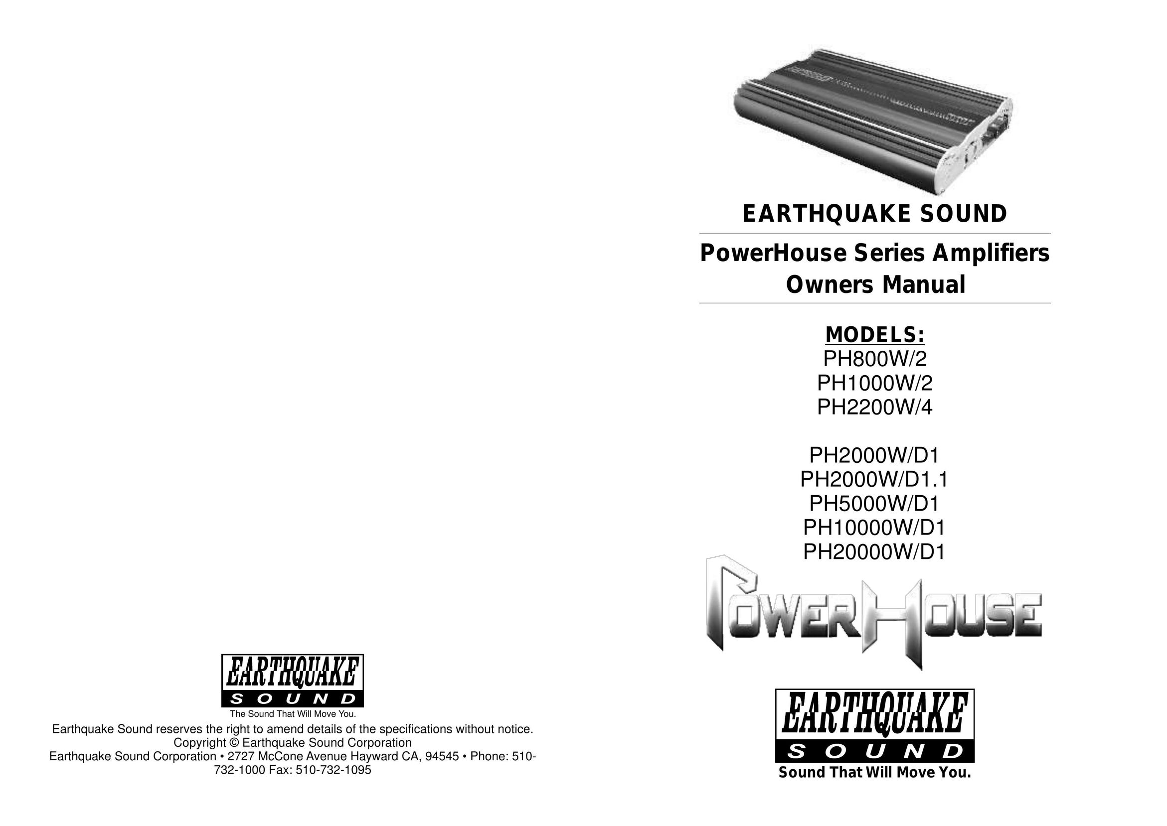 Earthquake Sound PH2200W/4 Stereo Amplifier User Manual