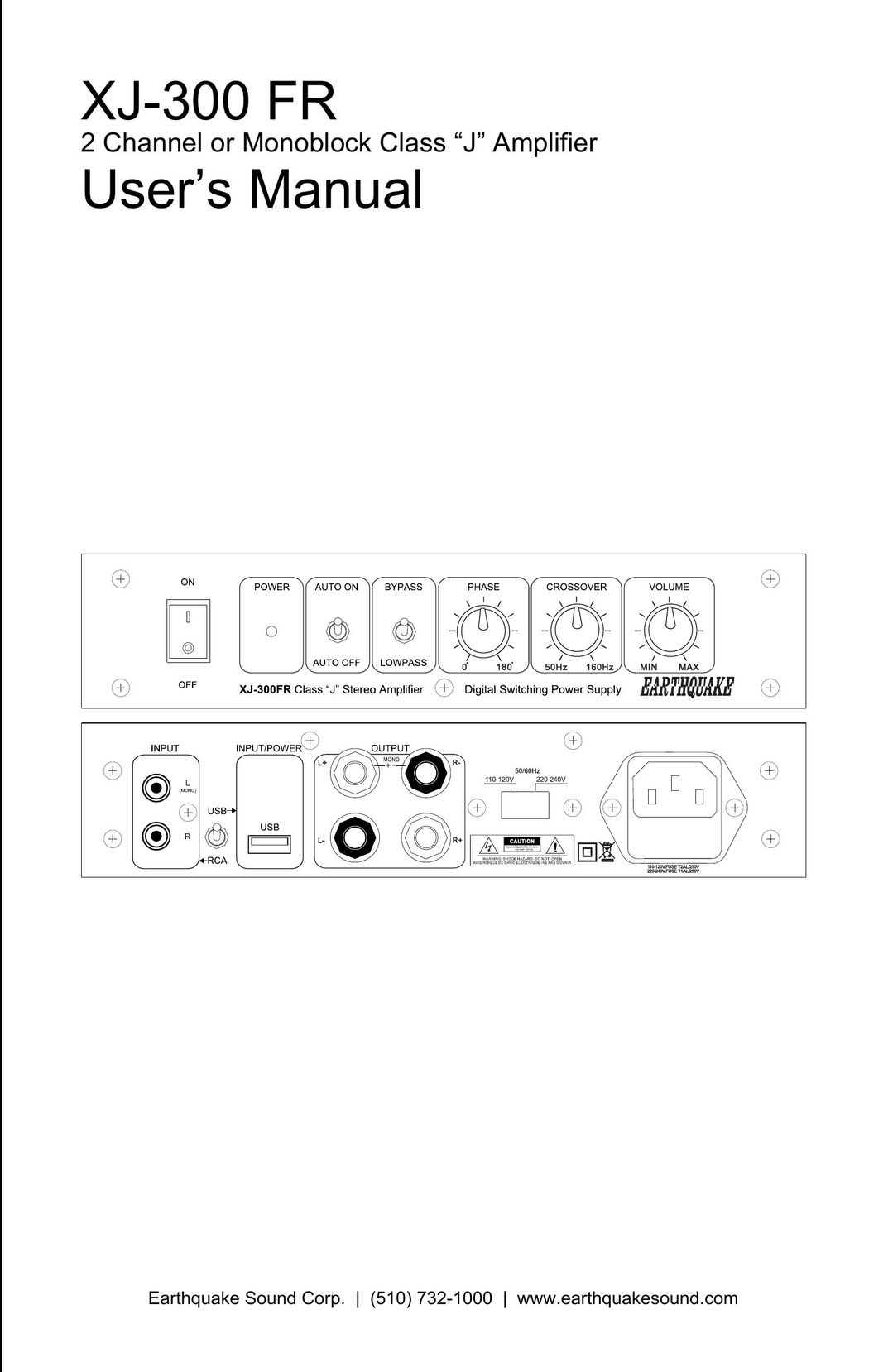 Earthquake Sound XJ-300 FR Stereo Amplifier User Manual