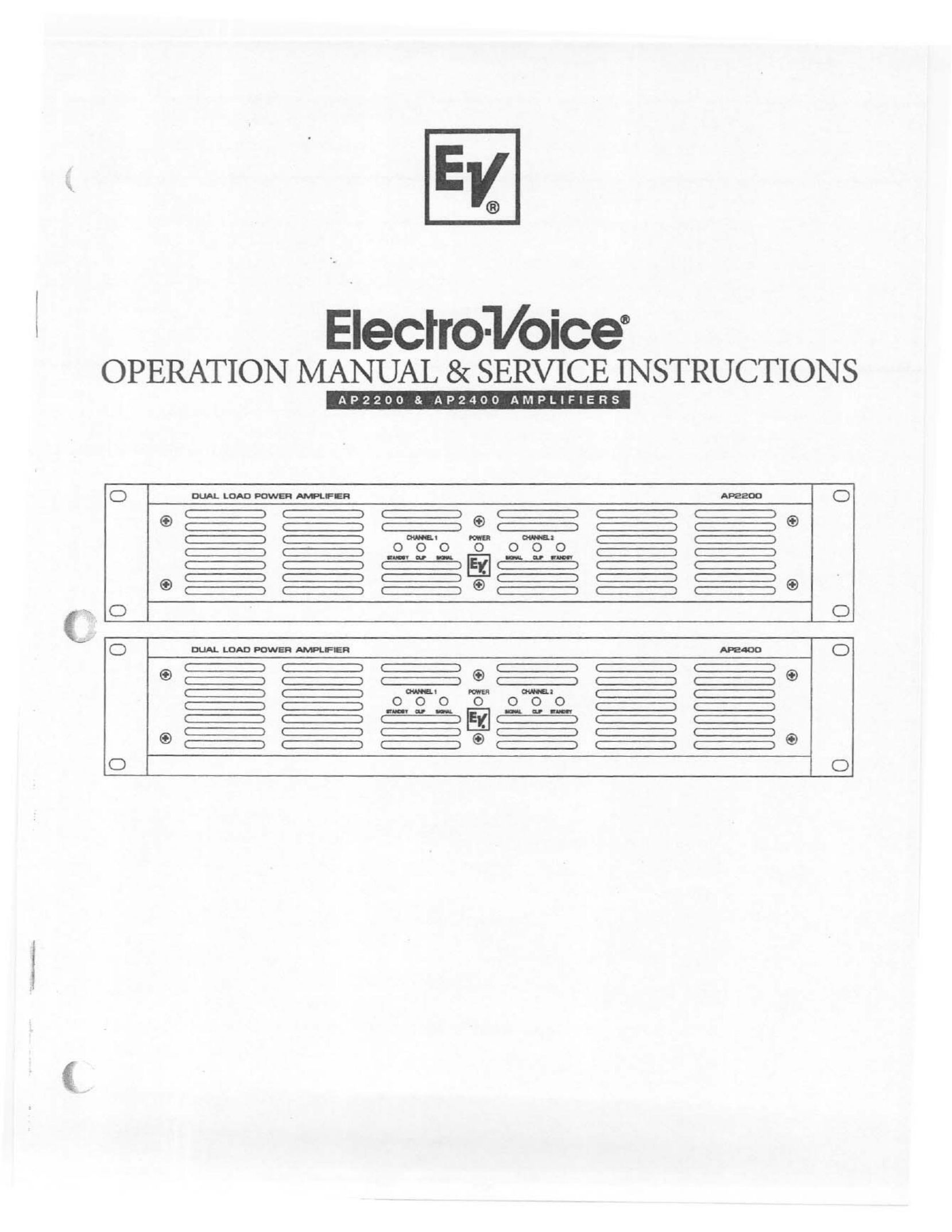Electro-Voice AP2200 Stereo Amplifier User Manual