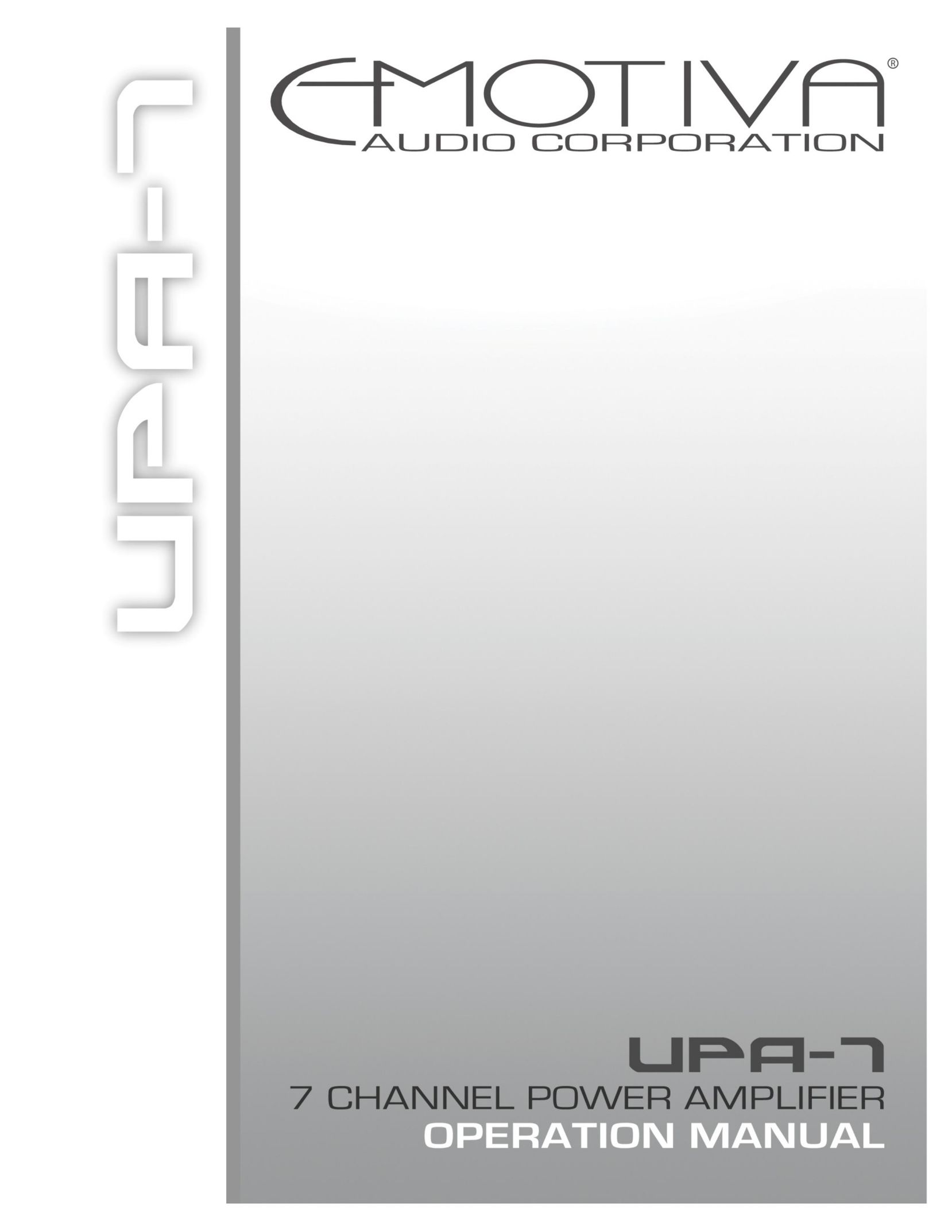 Emotiva UPA-7 Stereo Amplifier User Manual