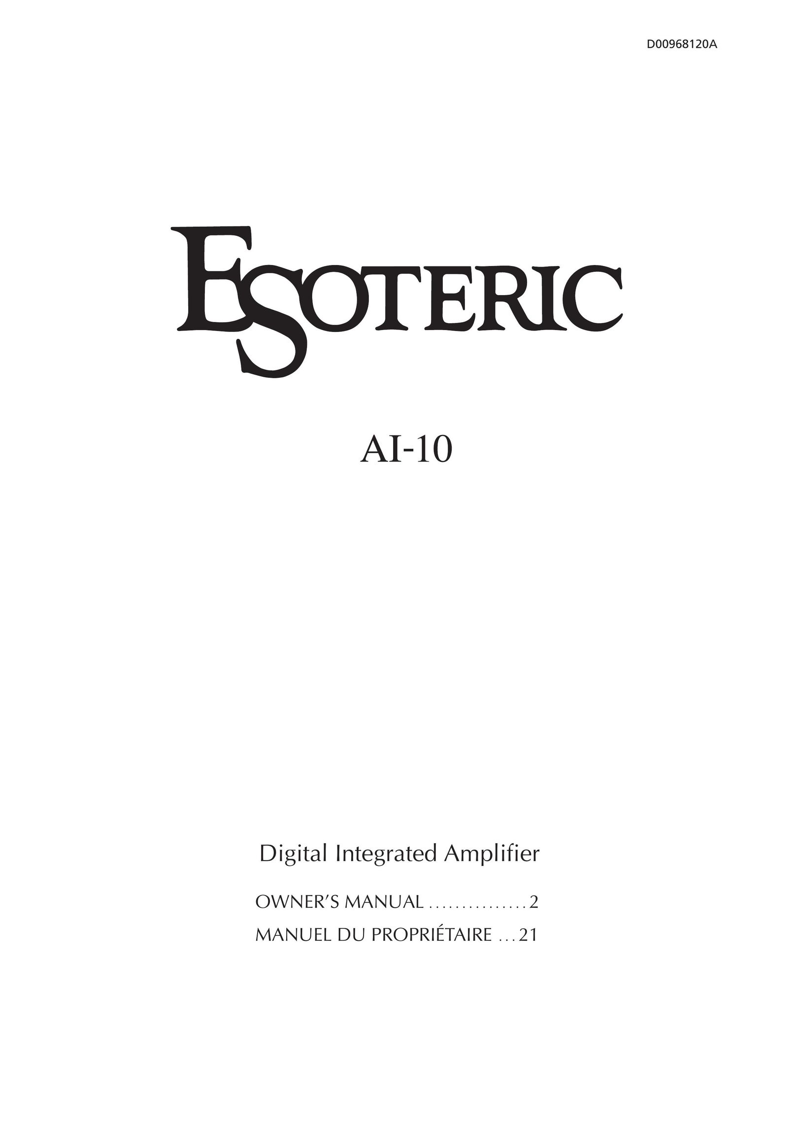Esoteric AI-10 Stereo Amplifier User Manual
