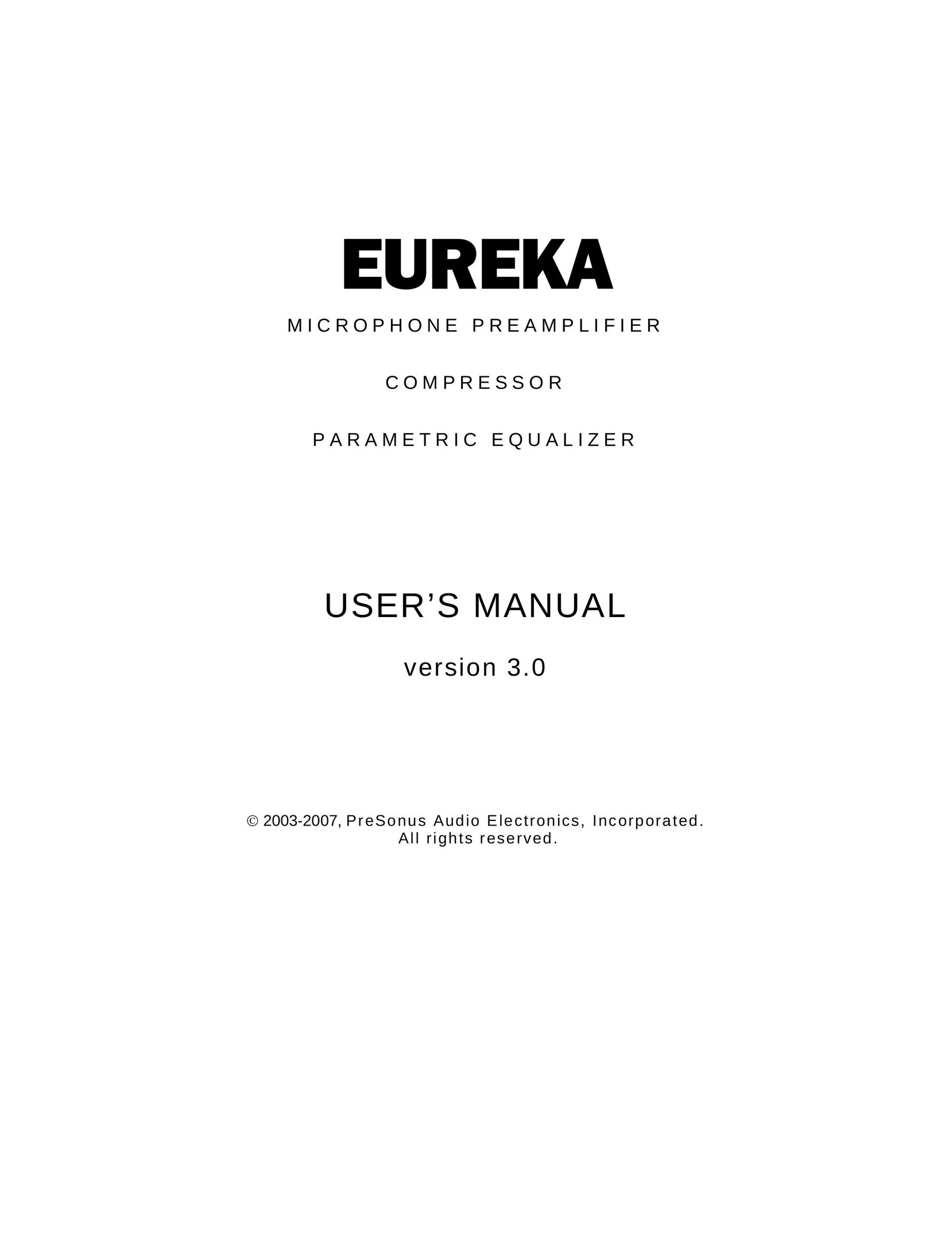 Eureka Microphone Preamplifier Stereo Amplifier User Manual