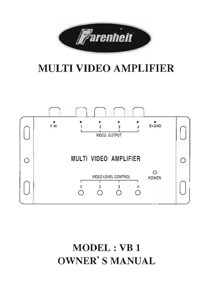 Farenheit Technologies VB 1 Stereo Amplifier User Manual