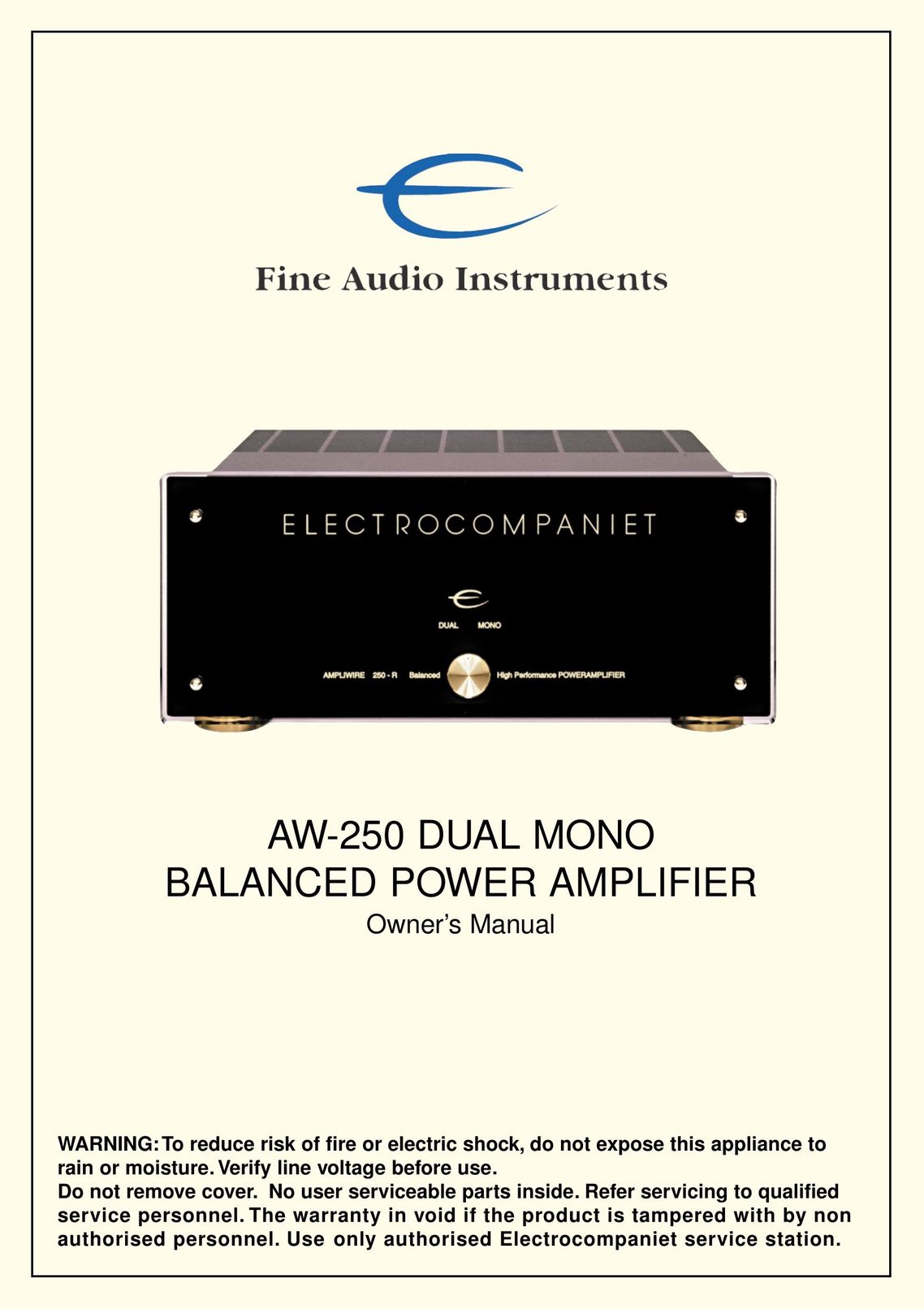 Fine Digital AW-250 Stereo Amplifier User Manual