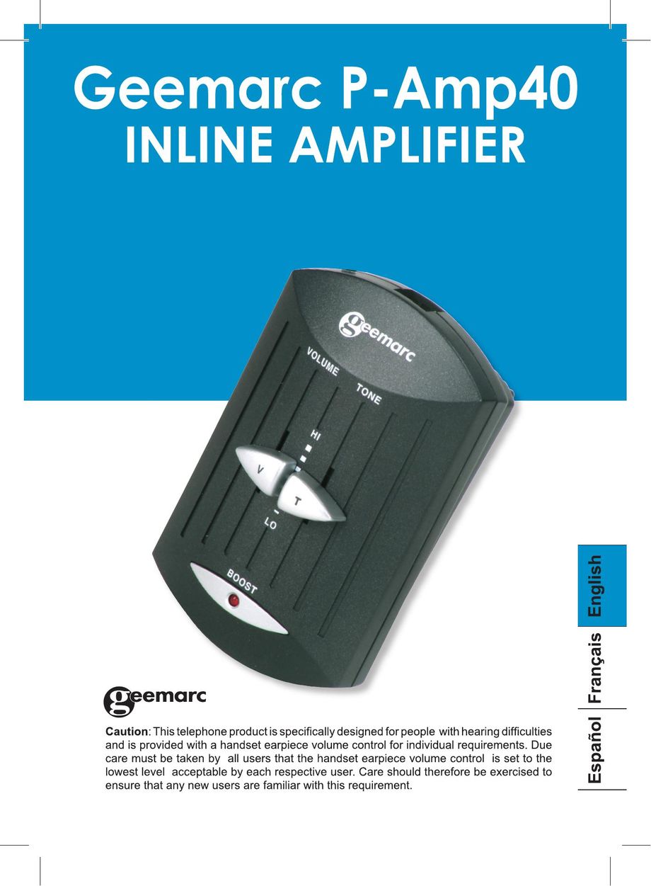 Geemarc P-AMP40 Stereo Amplifier User Manual
