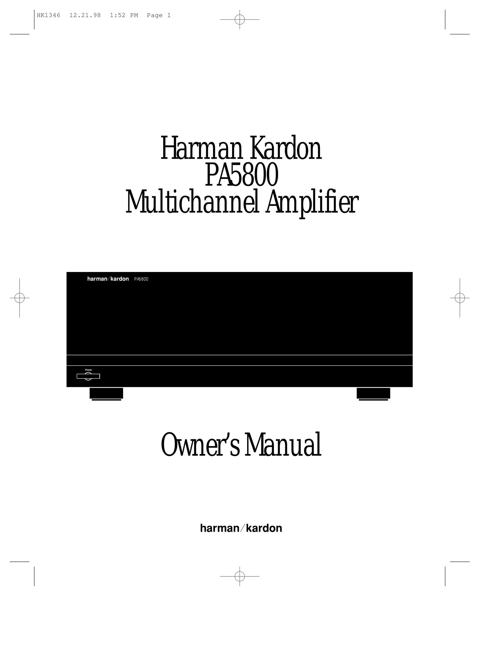 Harman-Kardon PA5800 Stereo Amplifier User Manual