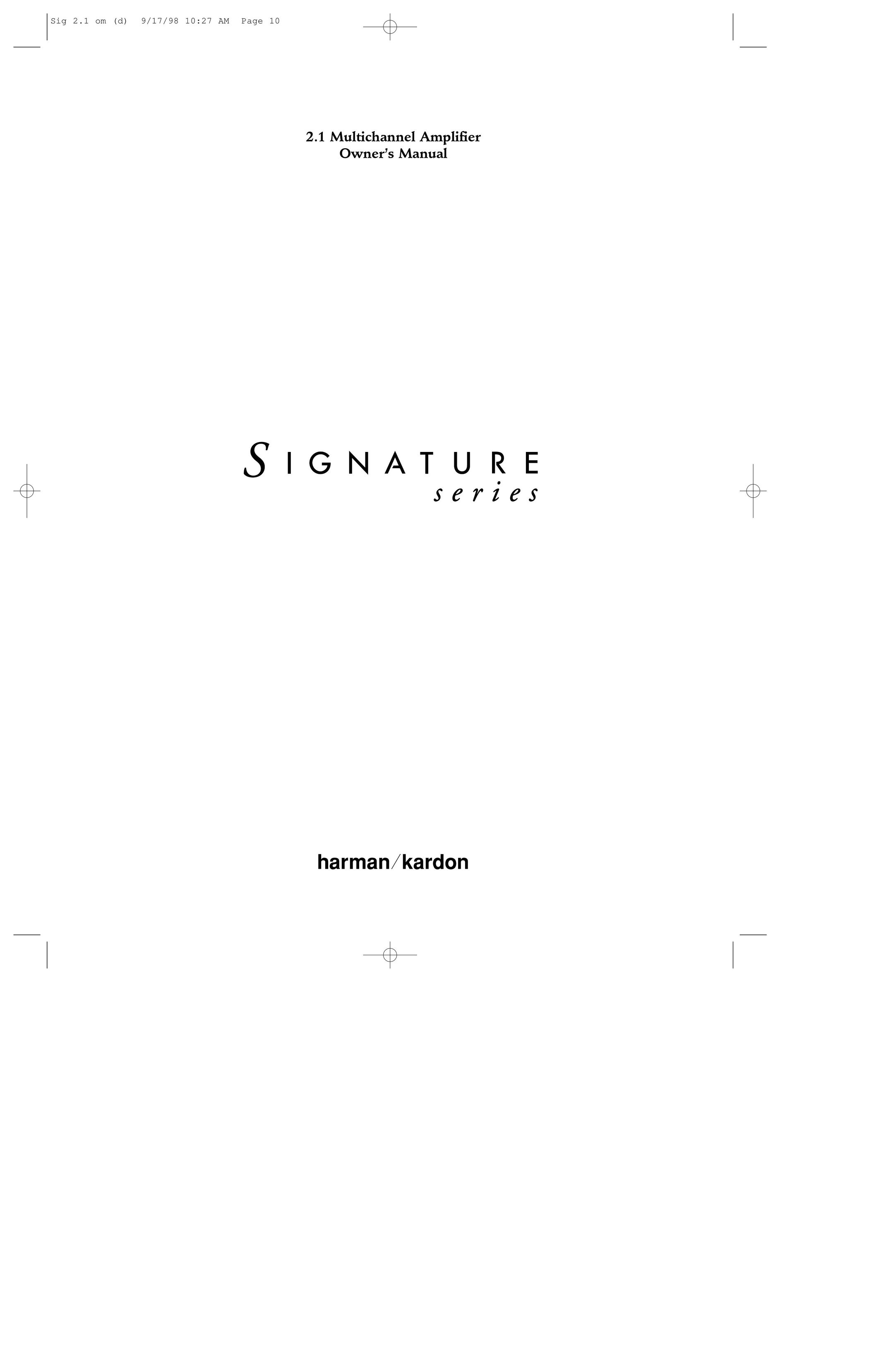 Harman-Kardon Signature Series Stereo Amplifier User Manual