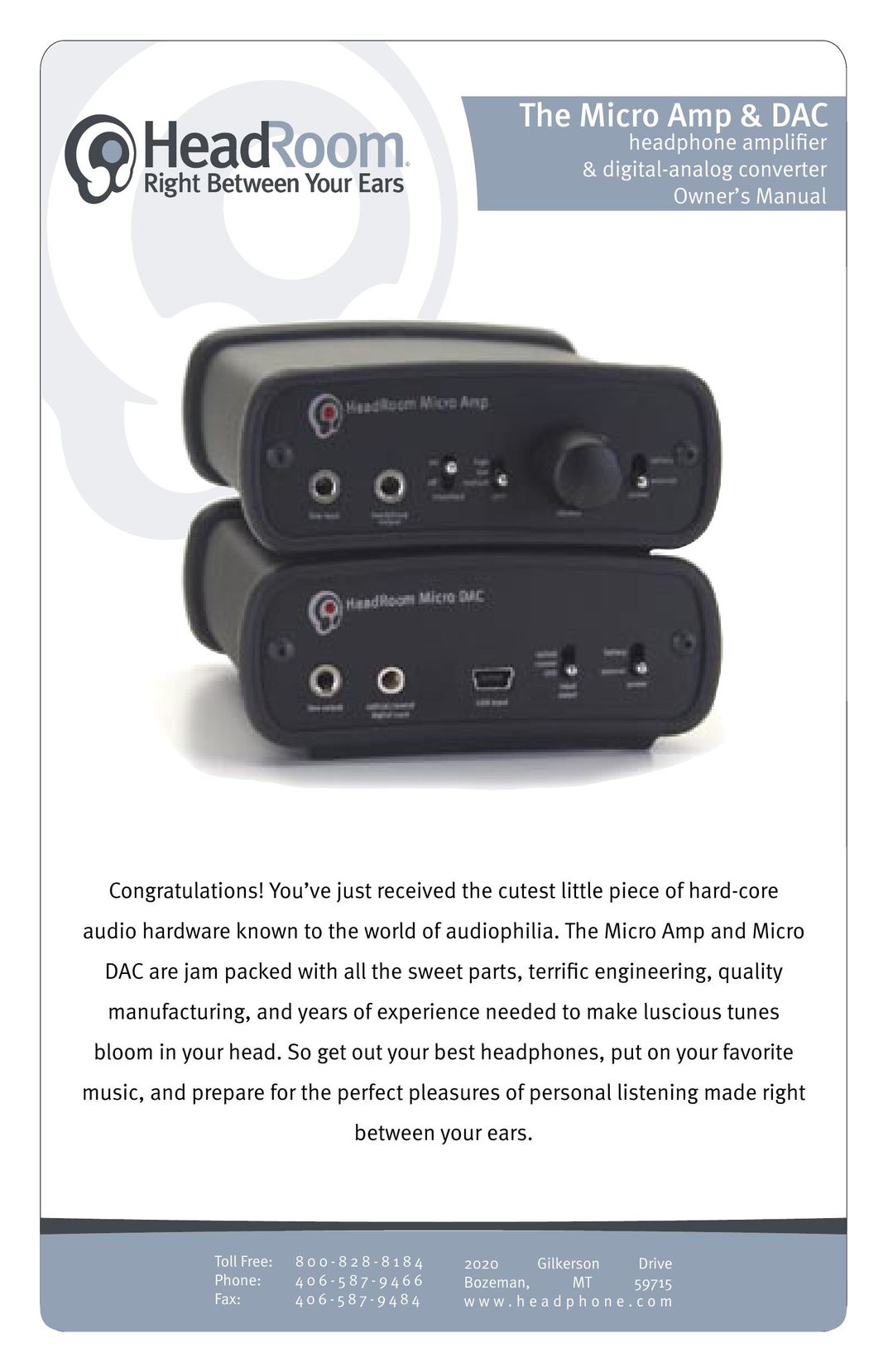HeadRoom Headphone Amplifier & Digital-Analog Converter Stereo Amplifier User Manual