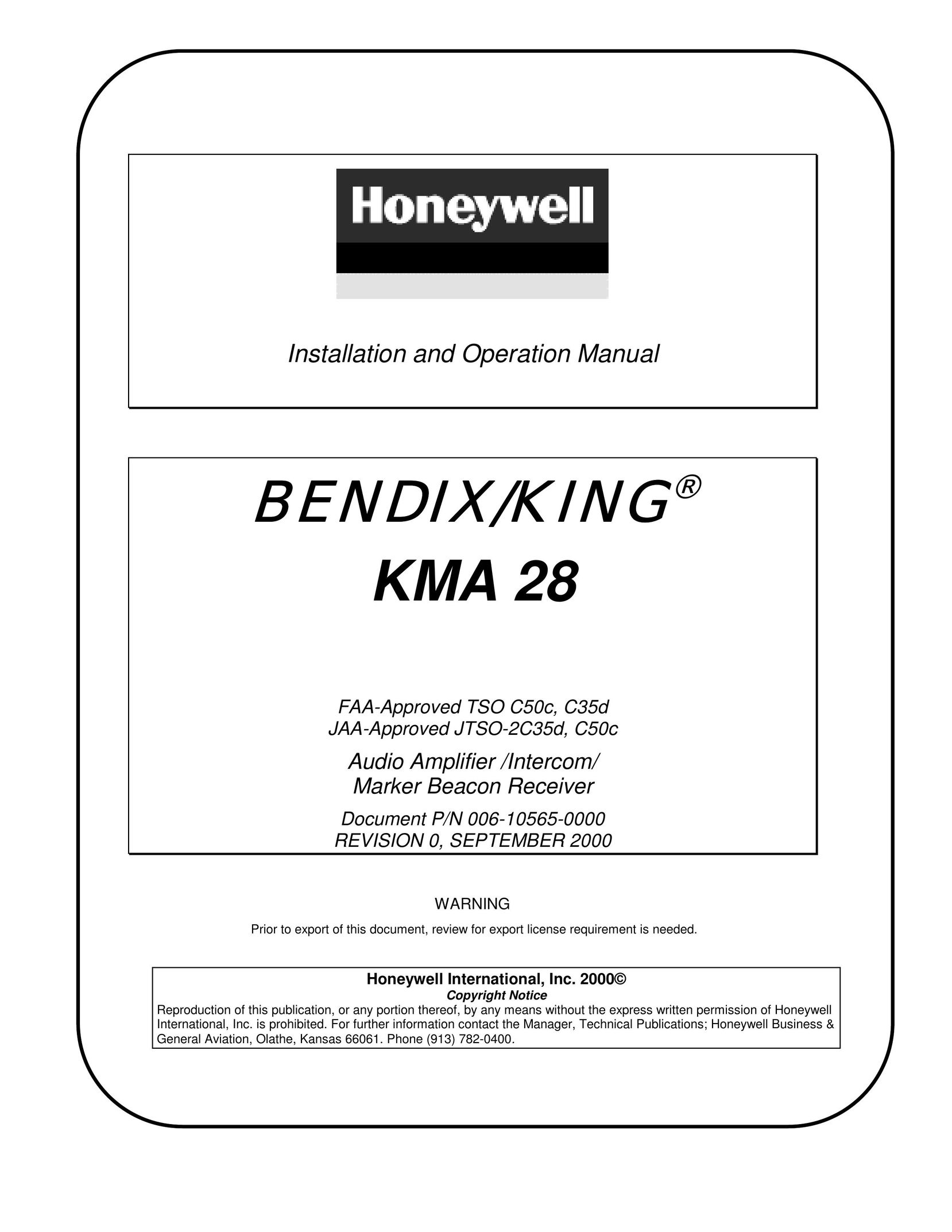 Honeywell KMA28 Stereo Amplifier User Manual