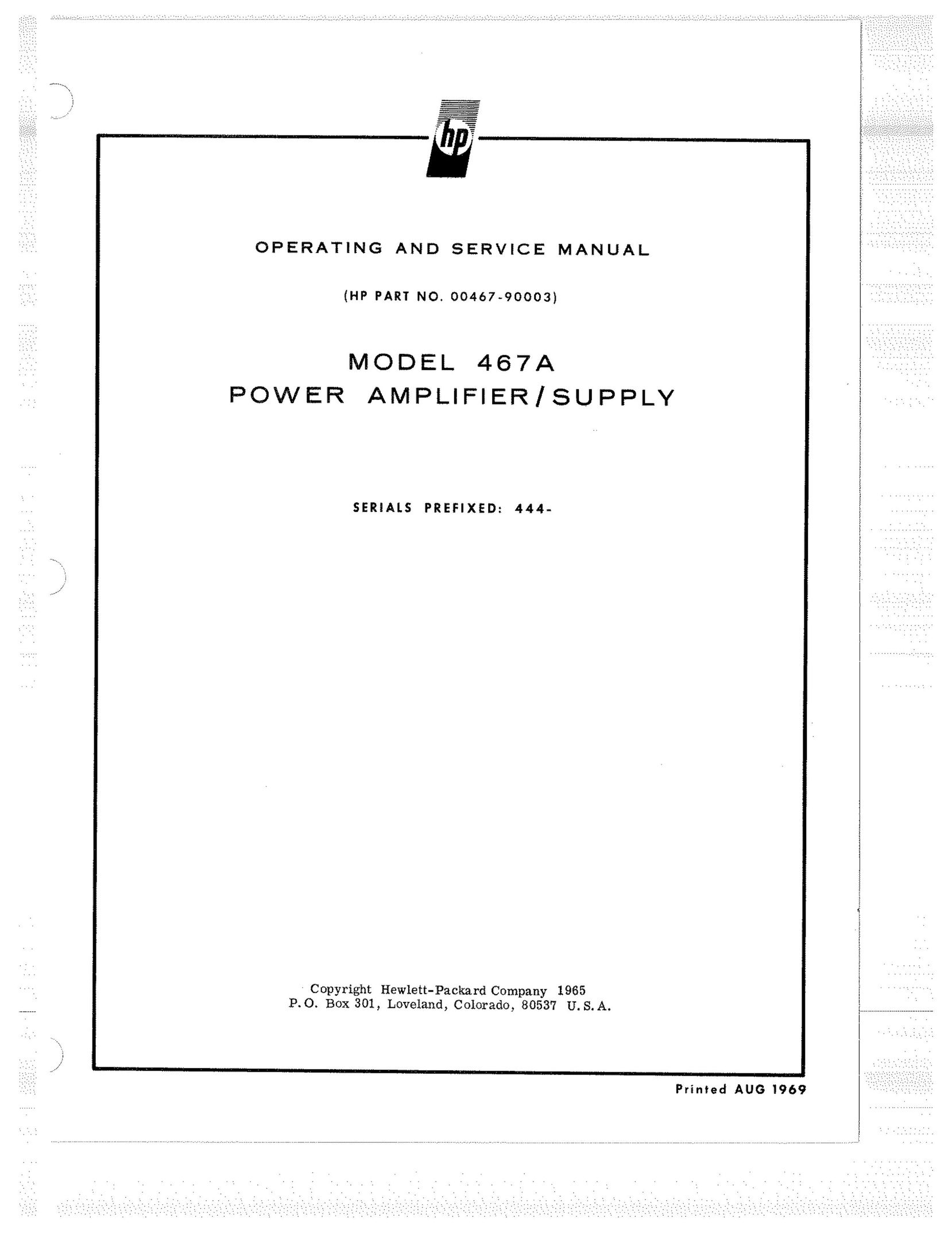 HP (Hewlett-Packard) 467A Stereo Amplifier User Manual