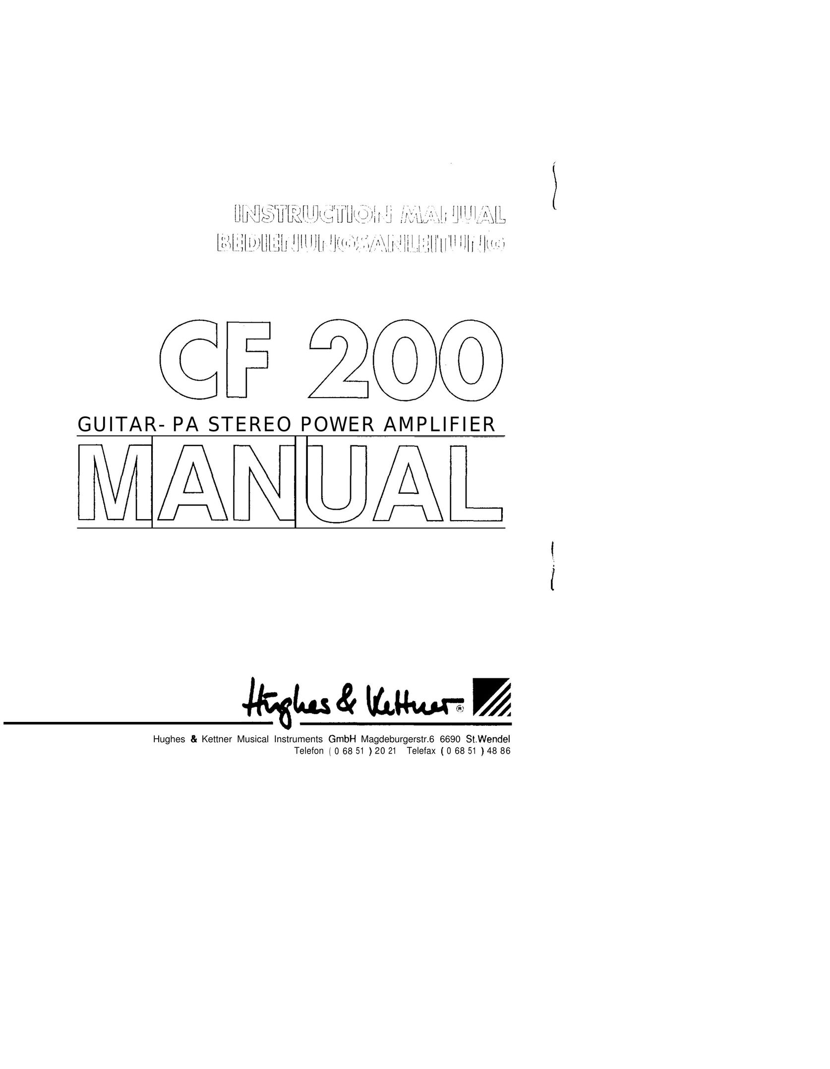 Hughes & Kettner CF 200 Stereo Amplifier User Manual