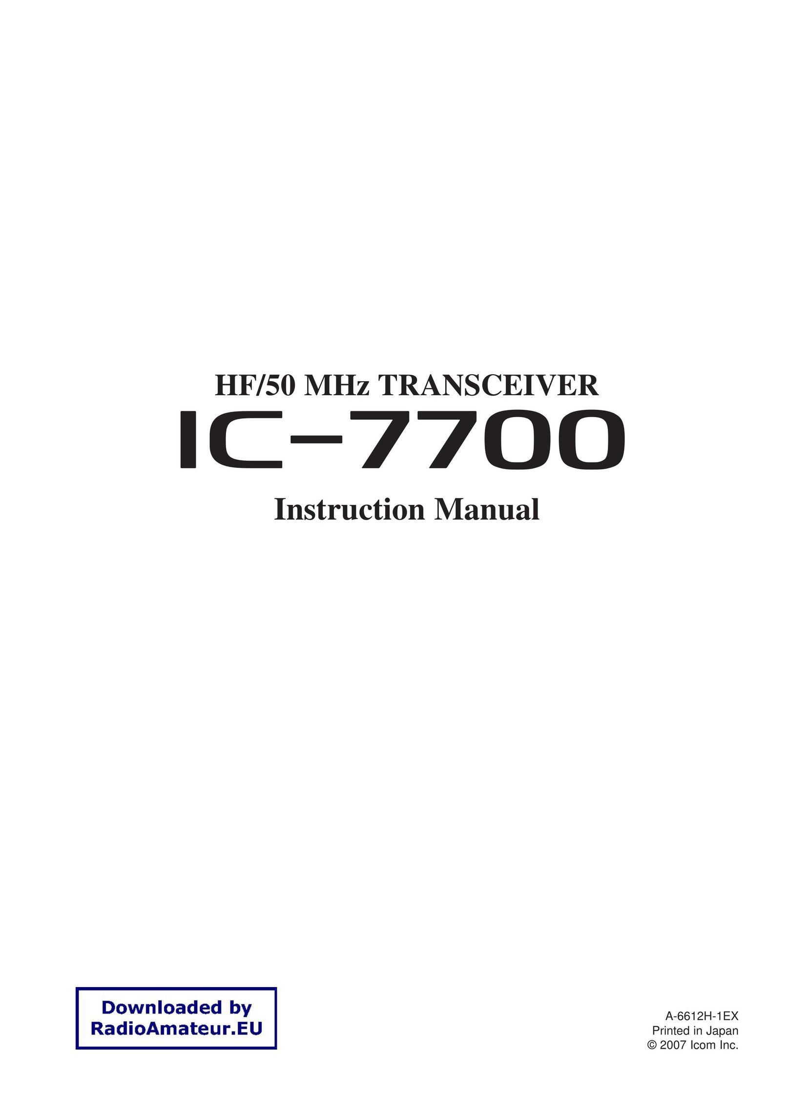 Icom IC-7700 Stereo Amplifier User Manual