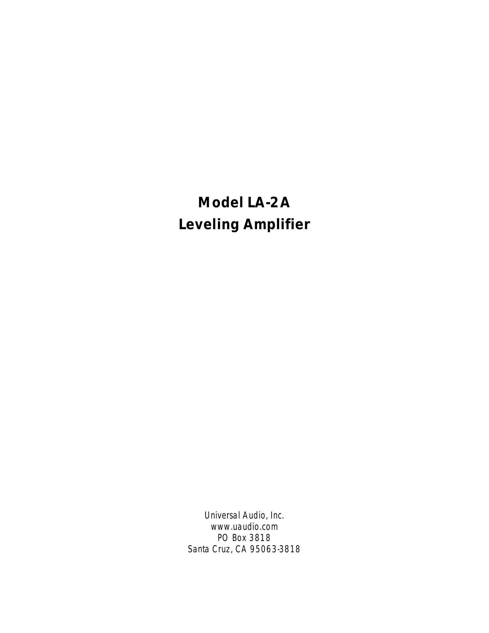 Inova LA-2A Stereo Amplifier User Manual