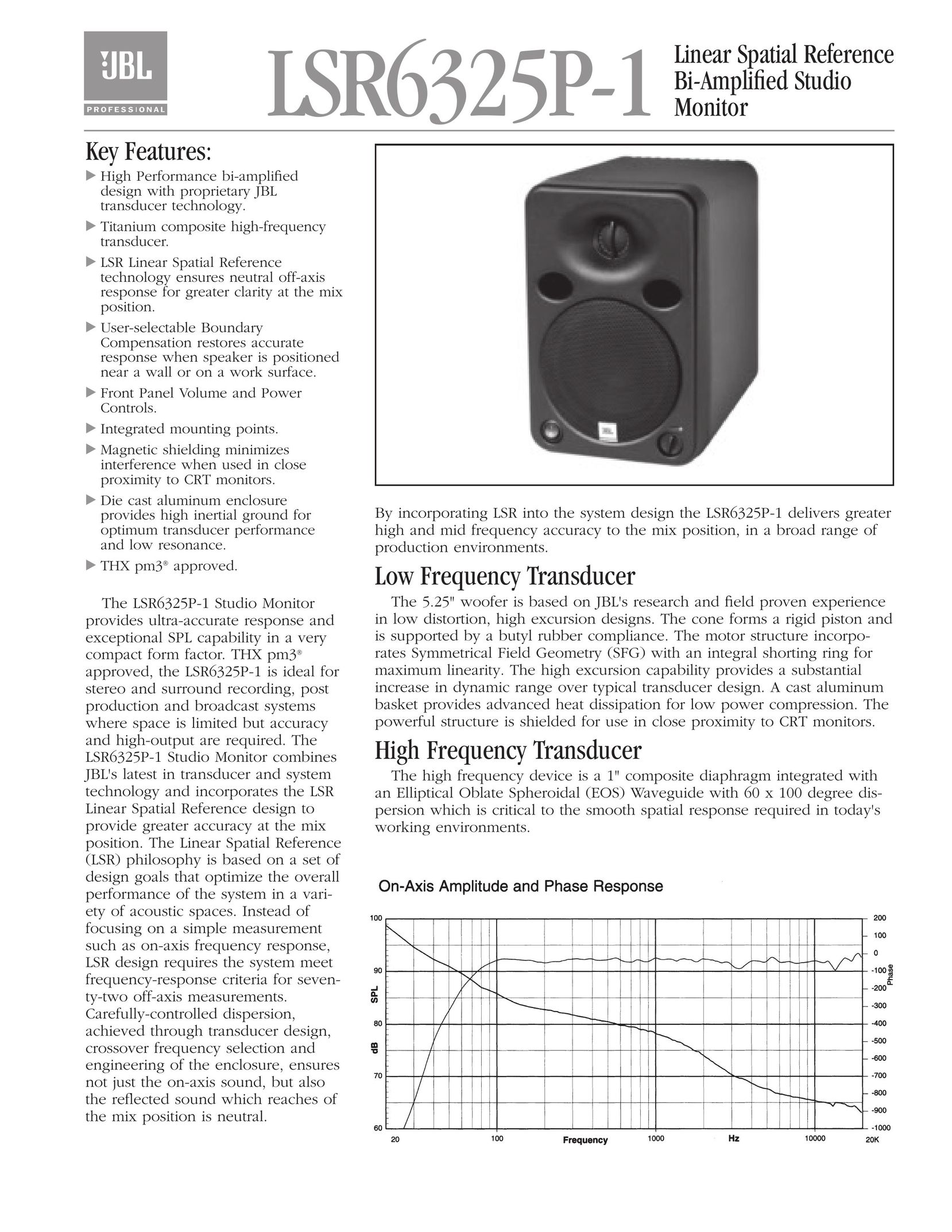 JBL LSR6325P-1 Stereo Amplifier User Manual