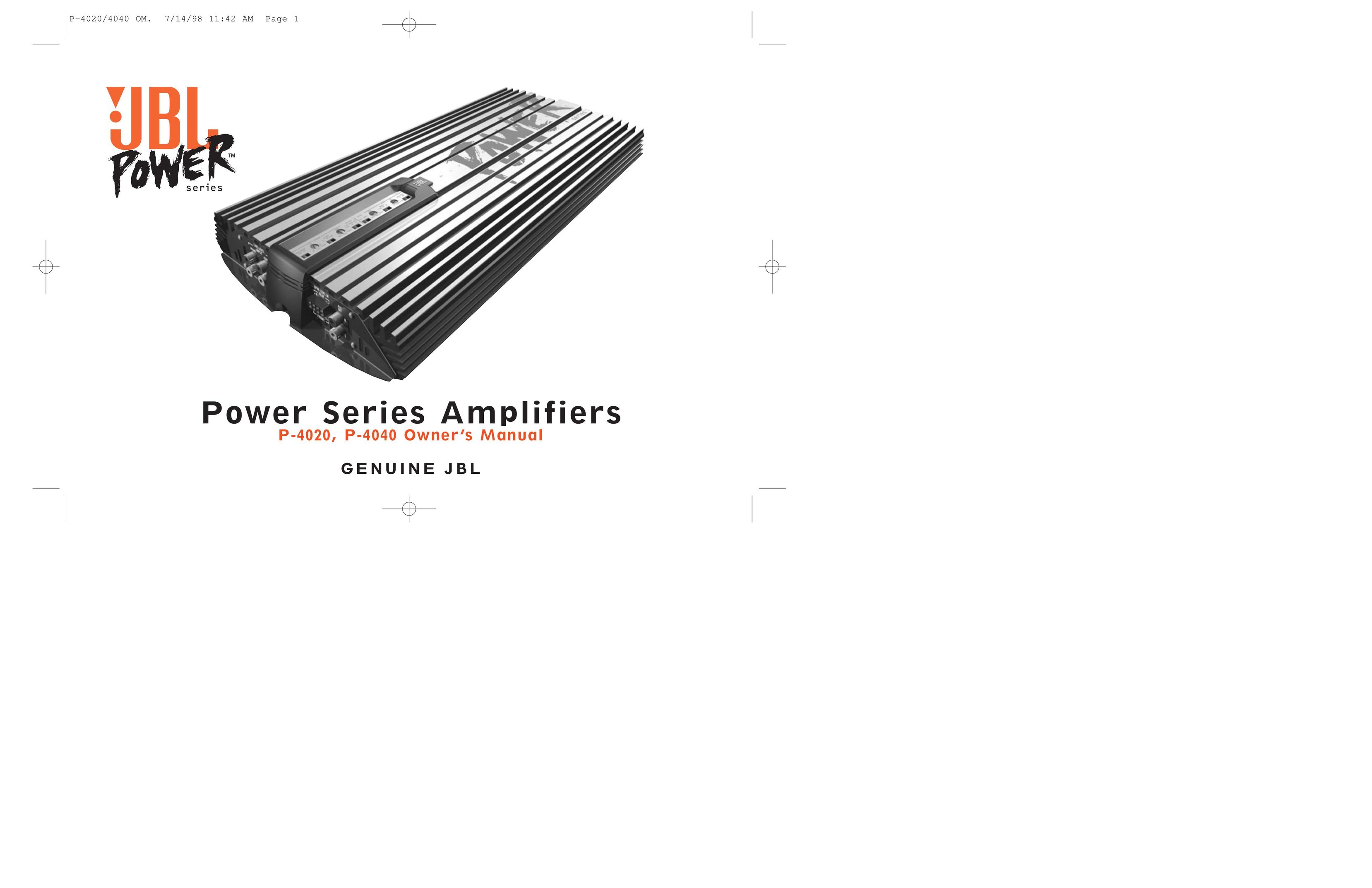 JBL P-4020 Stereo Amplifier User Manual