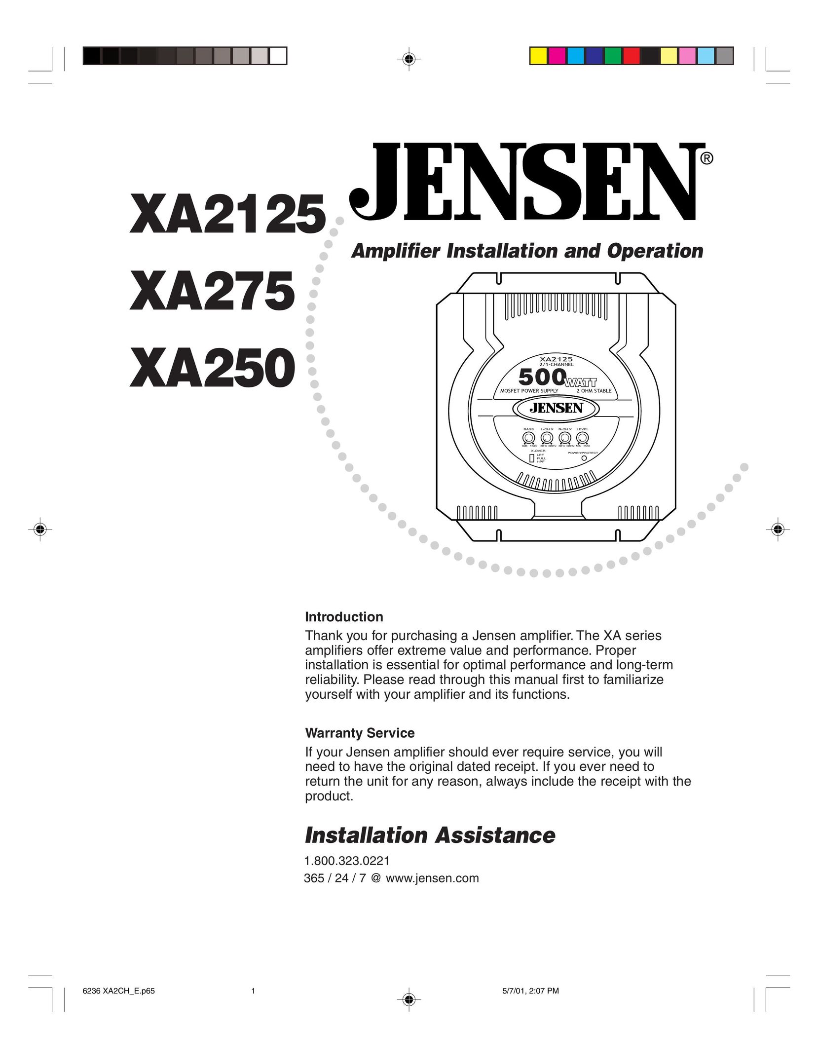 Jensen Tools XA2125 Stereo Amplifier User Manual