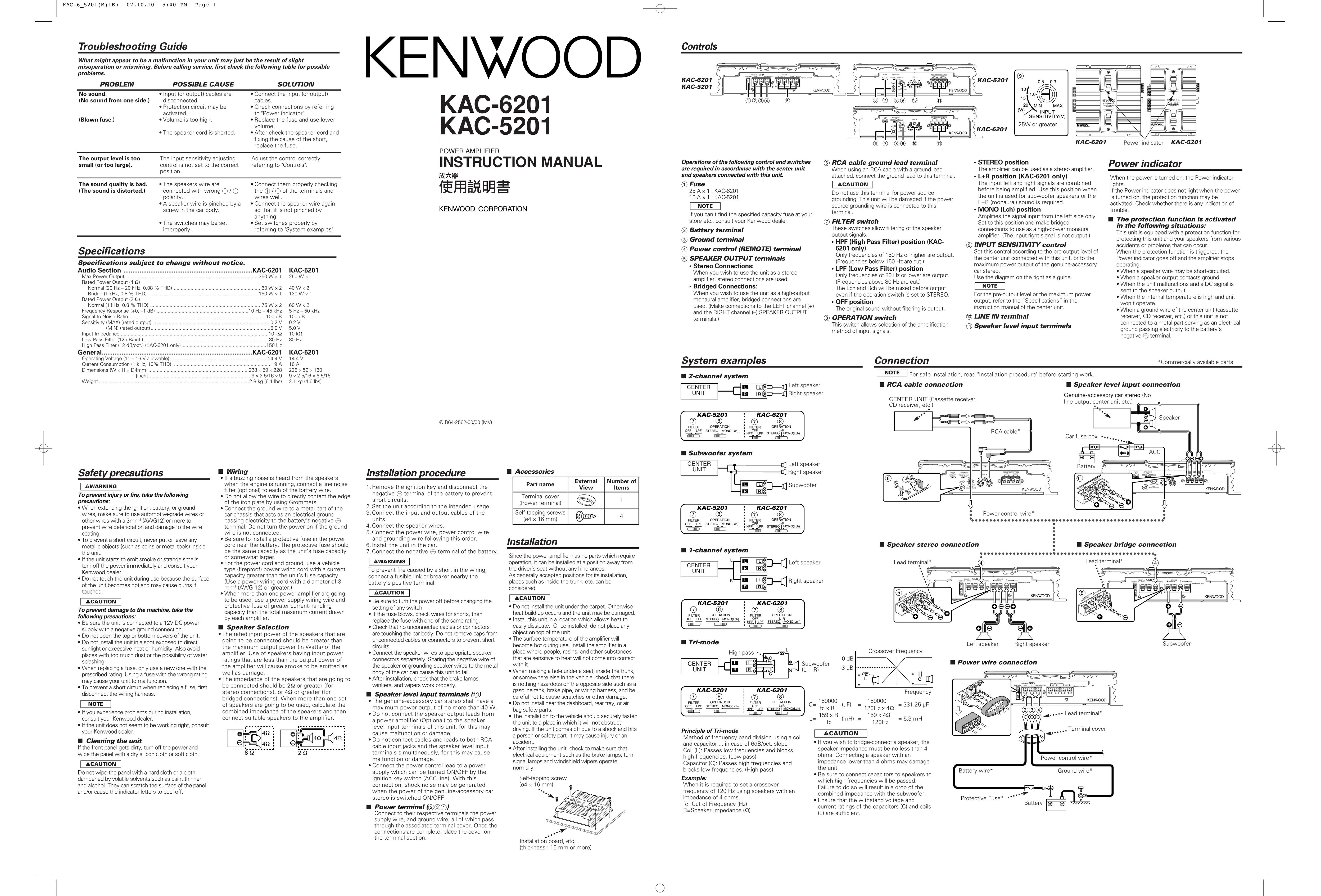 Kenwood B64-2562-00/00 Stereo Amplifier User Manual