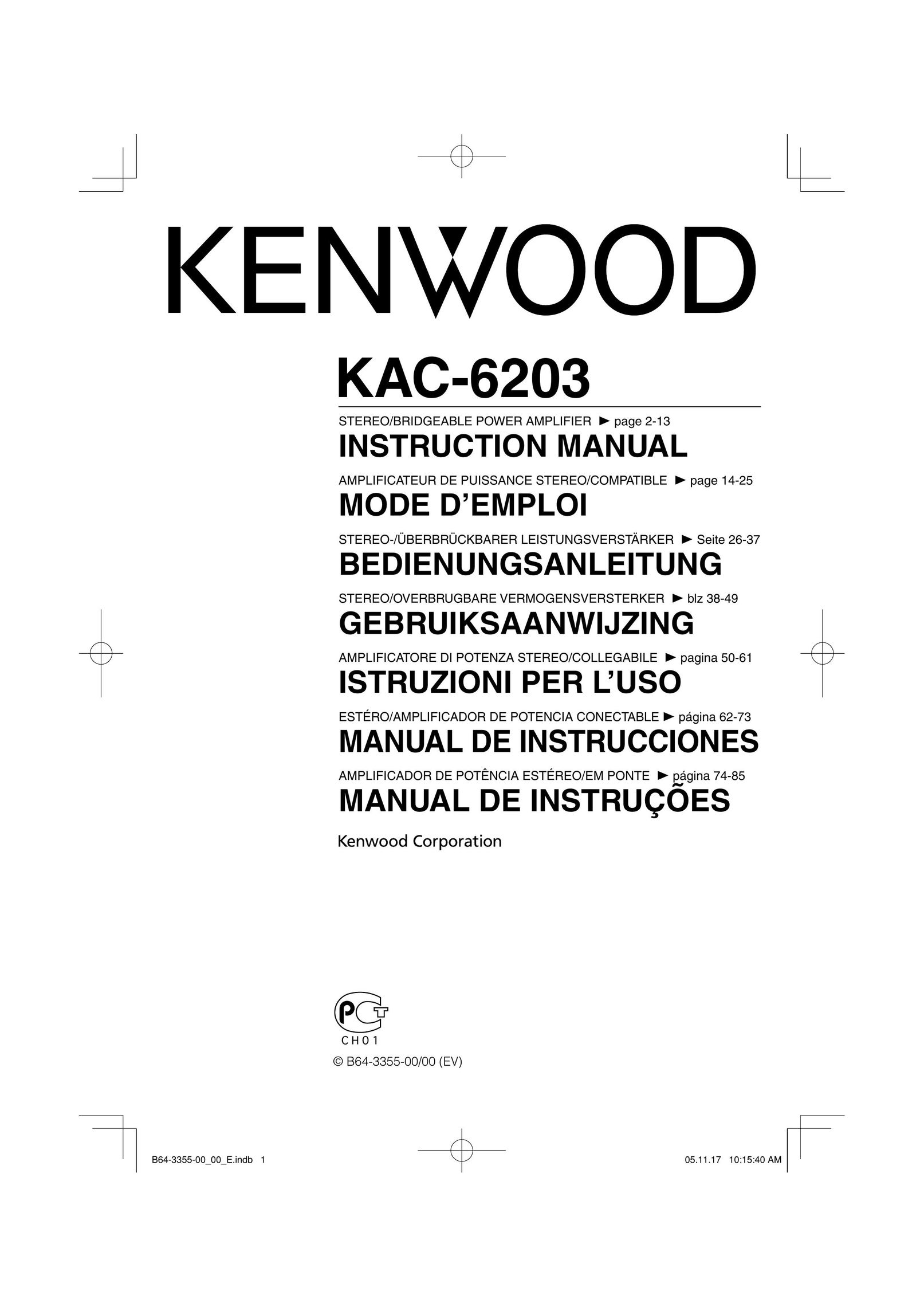 Kenwood KAC-6203 Stereo Amplifier User Manual