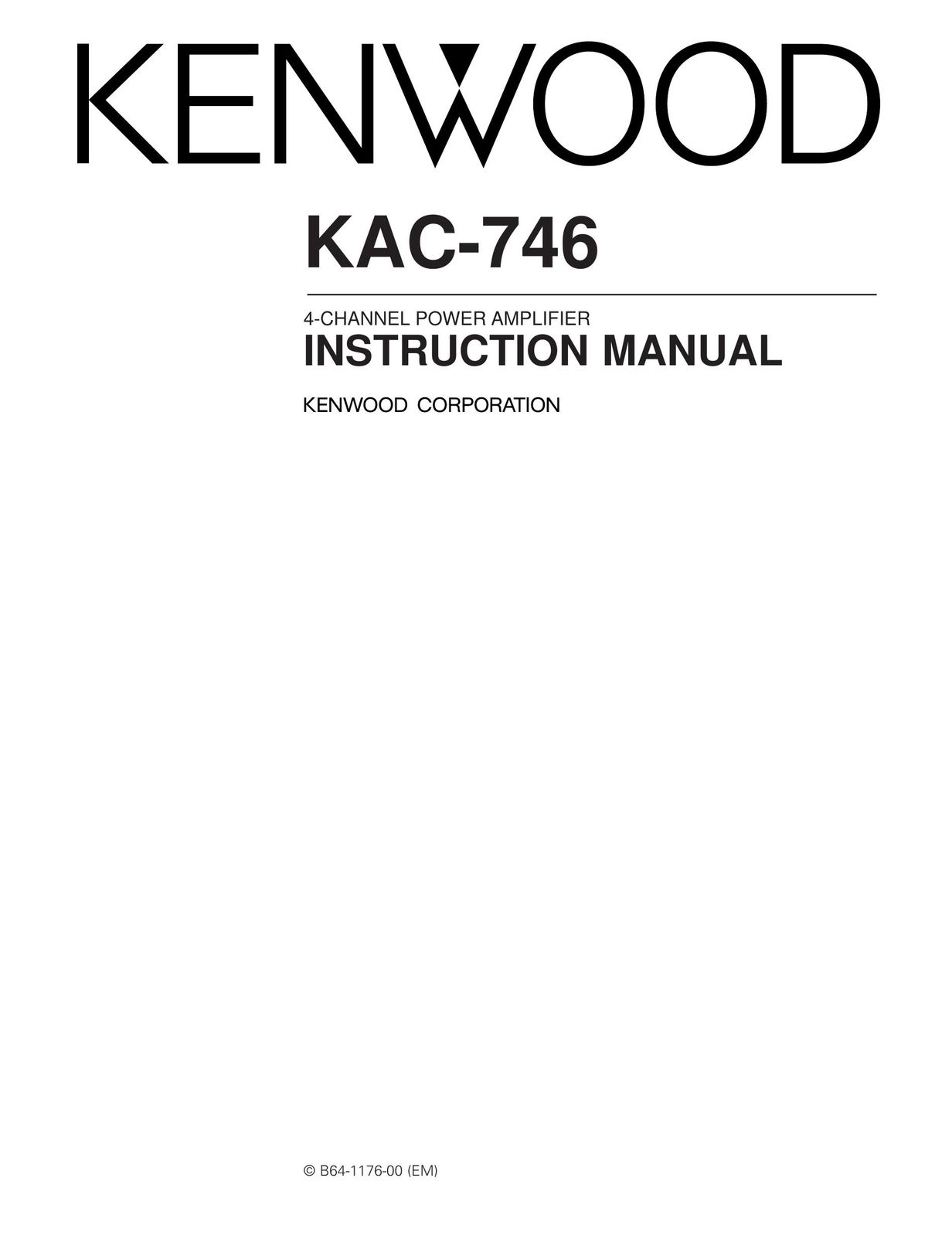 Kenwood KAC-746 Stereo Amplifier User Manual