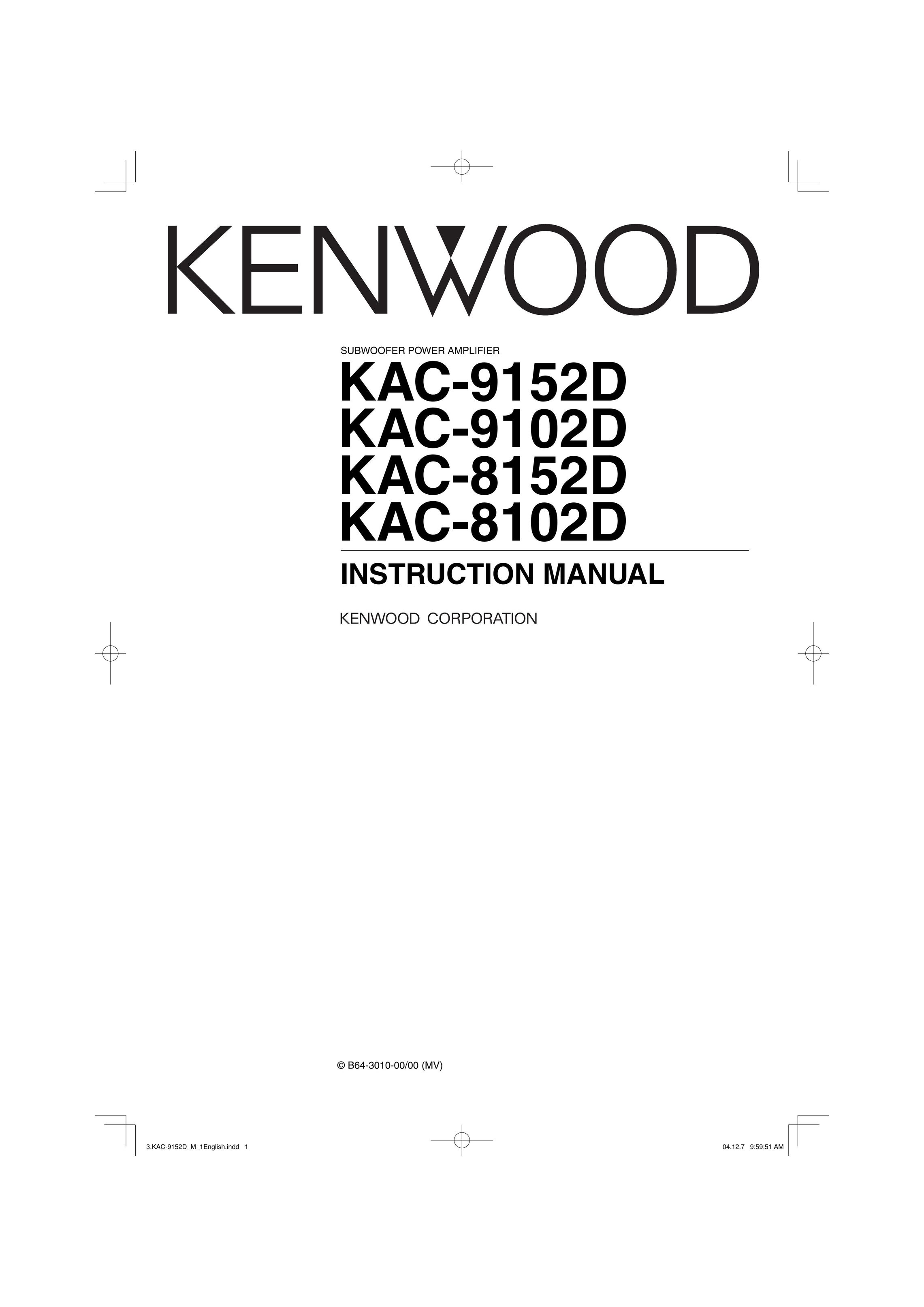 Kenwood KAC-8102D Stereo Amplifier User Manual