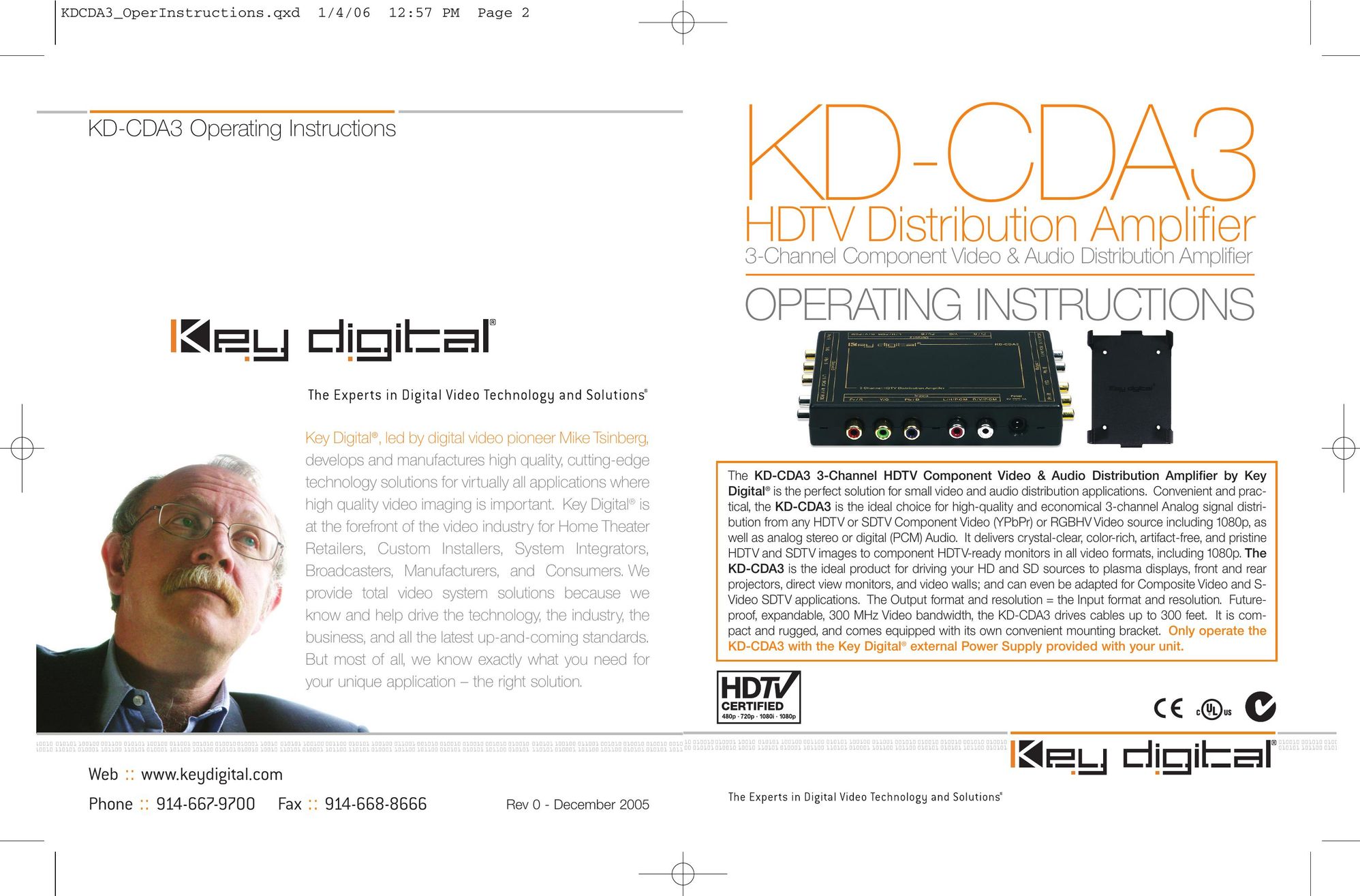 Key Digital KD-CDA3 Stereo Amplifier User Manual