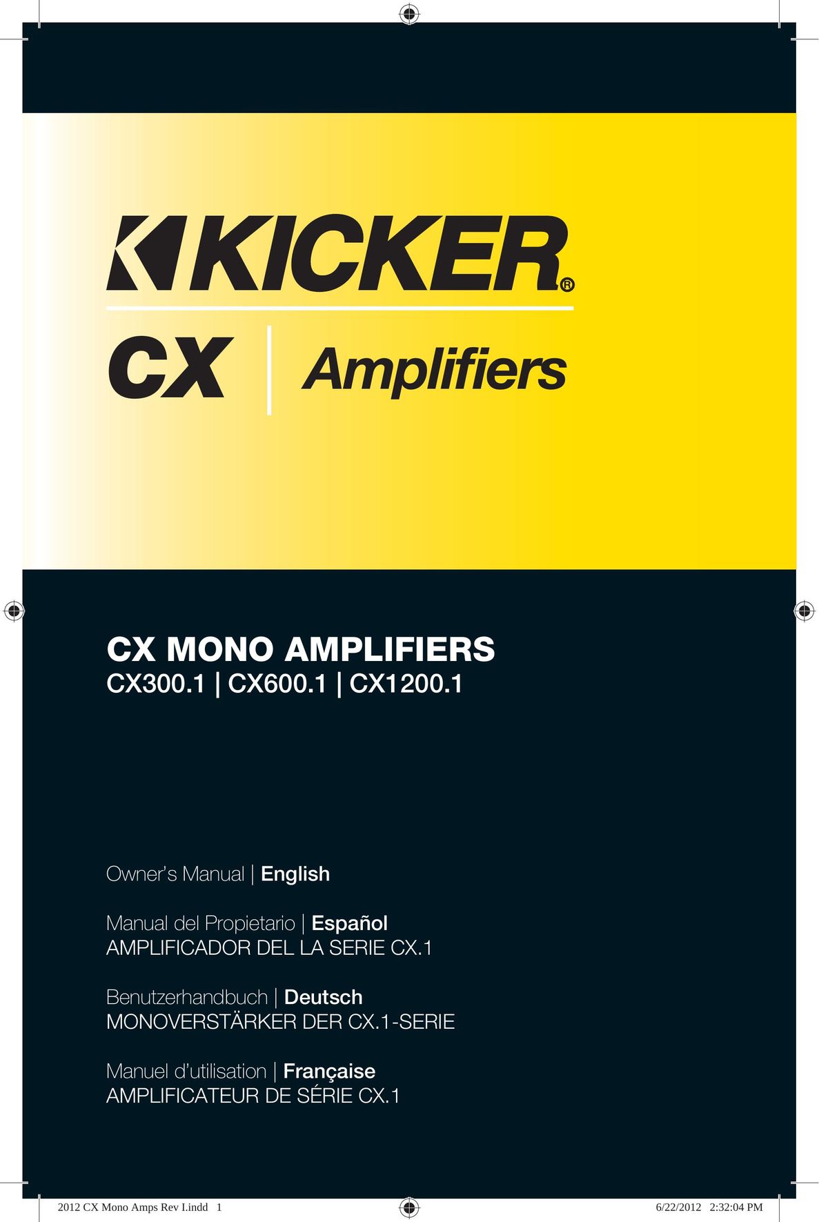 Kicker CX600.1 Stereo Amplifier User Manual