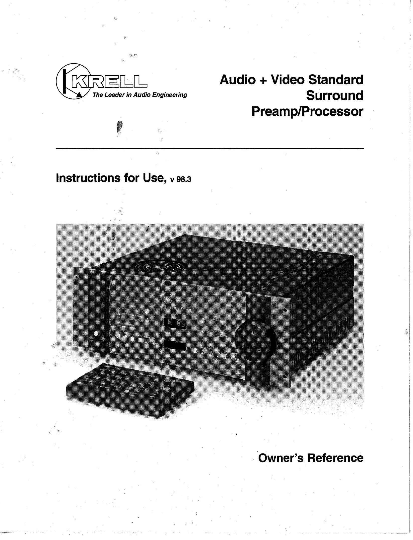 Krell Industries Audio + Video Standard Surround Preamp/Processor Stereo Amplifier User Manual