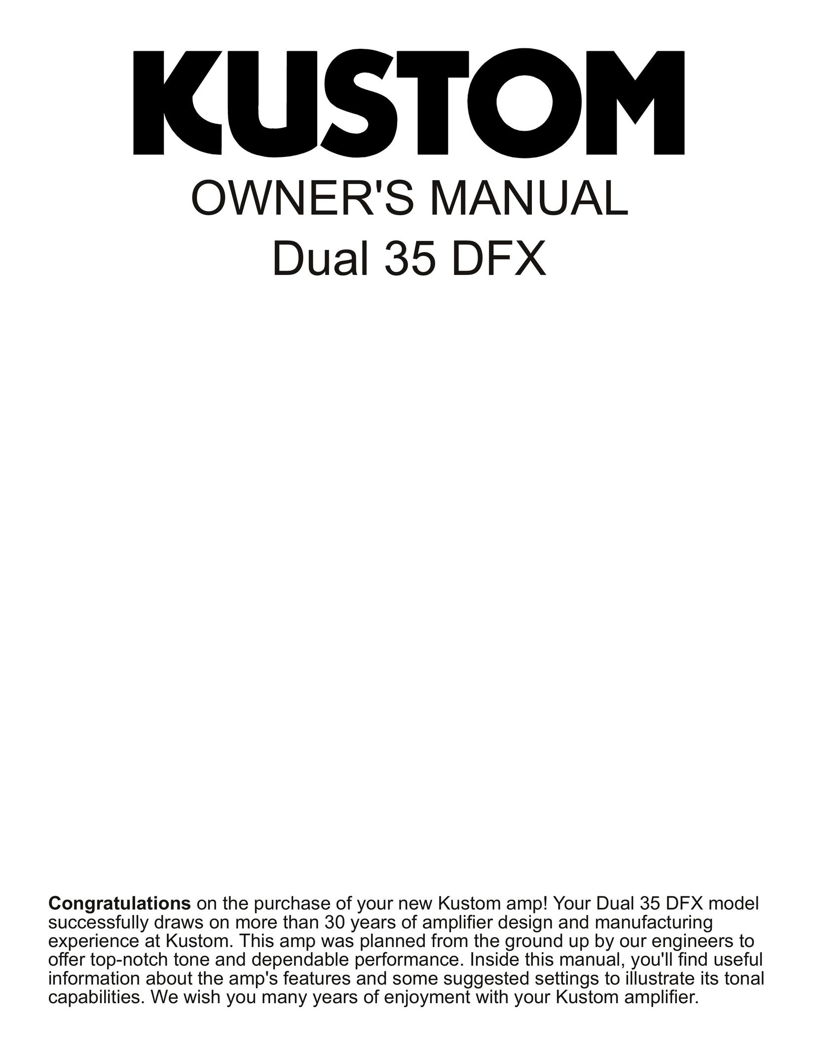 Kustom Dual 35 DFX Stereo Amplifier User Manual