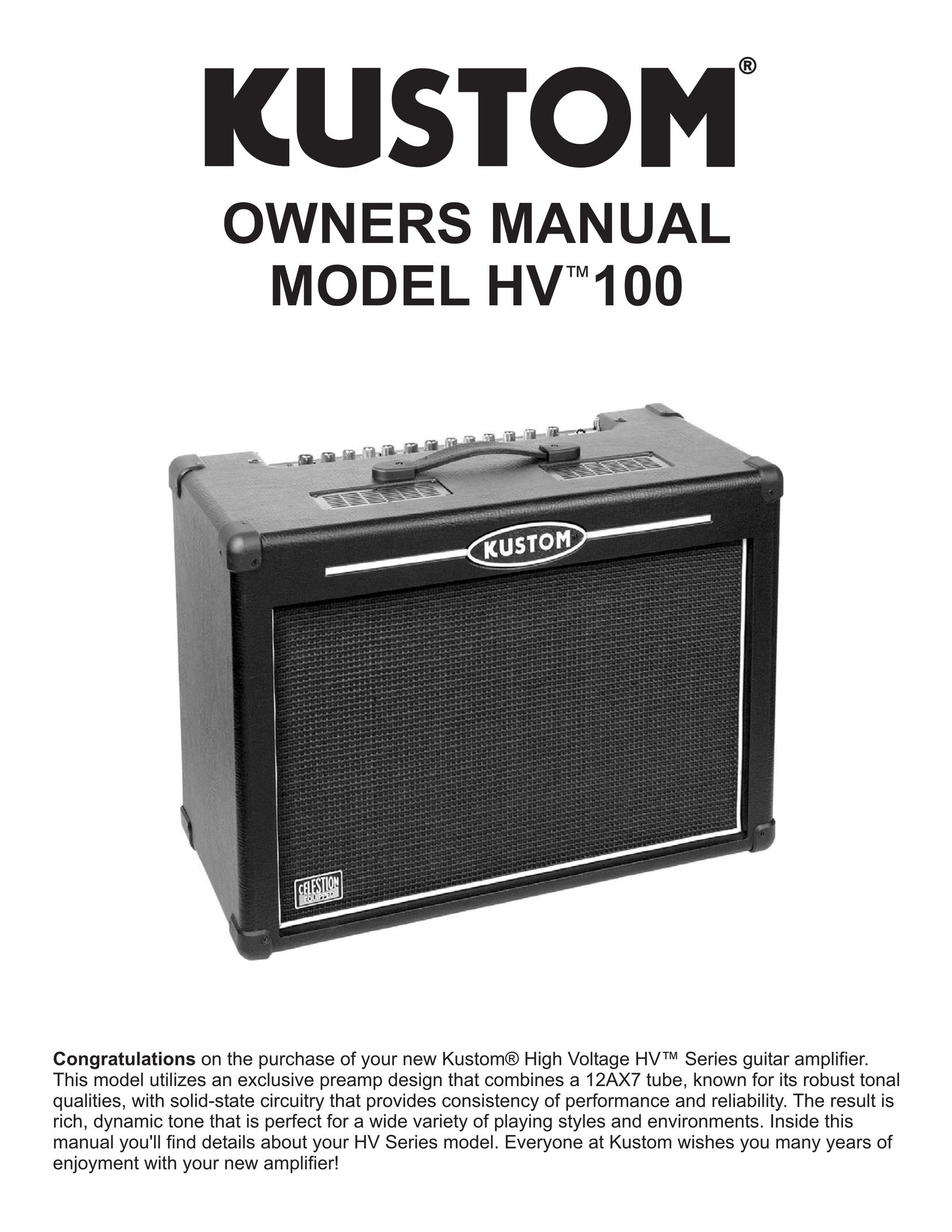 Kustom HV 100TM Stereo Amplifier User Manual