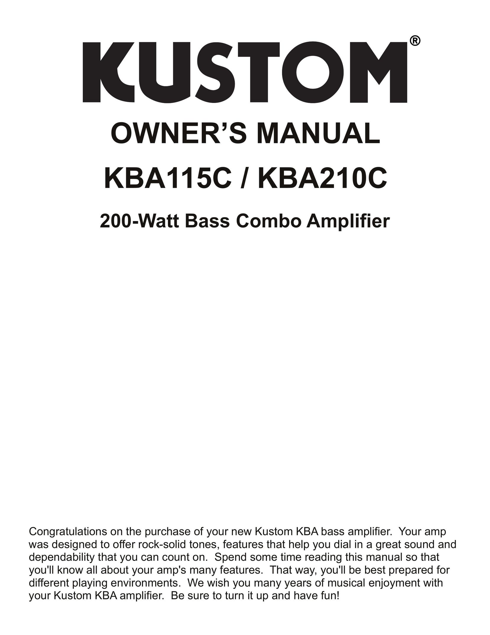 Kustom KBA115C/KBA210C Stereo Amplifier User Manual