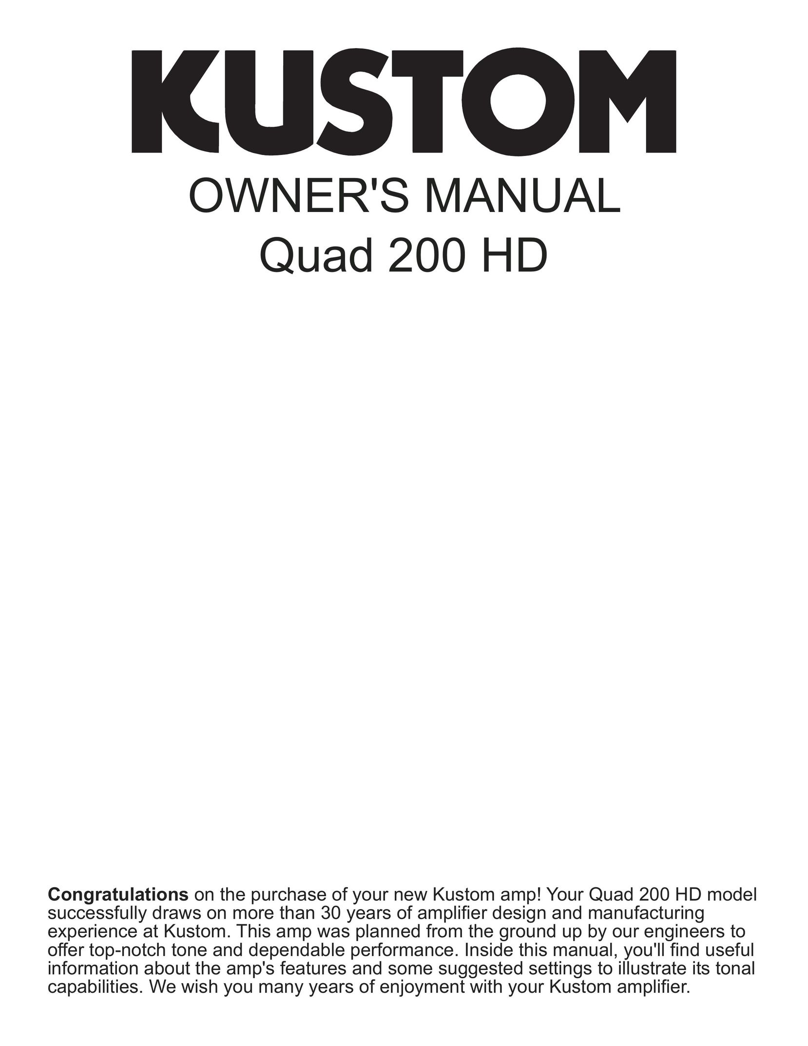 Kustom Quad 200 HD Stereo Amplifier User Manual