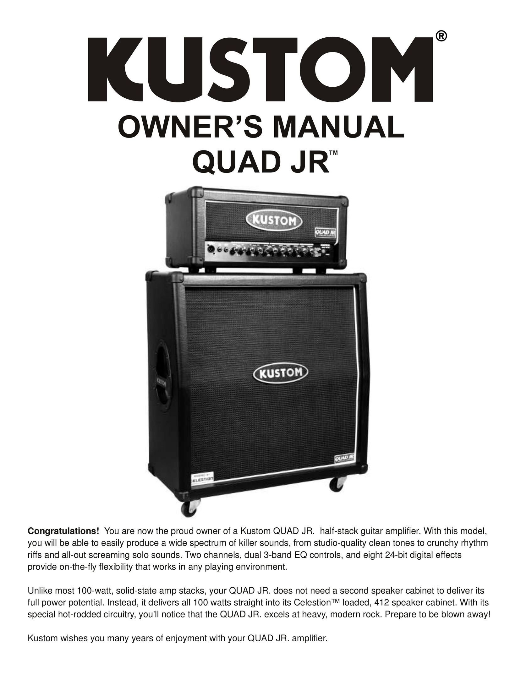 Kustom QUAD JR Stereo Amplifier User Manual