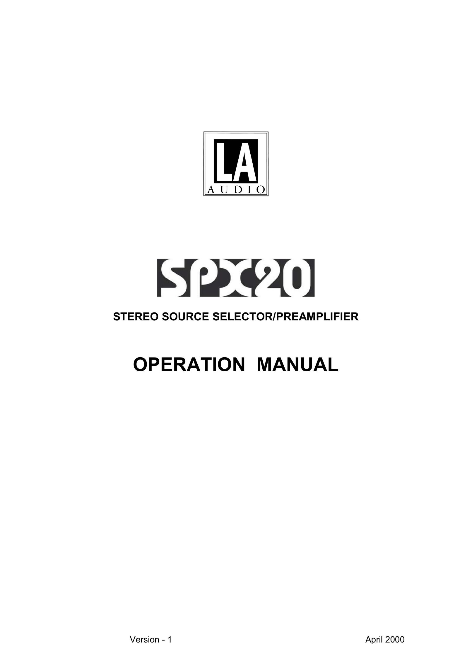 LA Audio Electronic SPX20 Stereo Amplifier User Manual