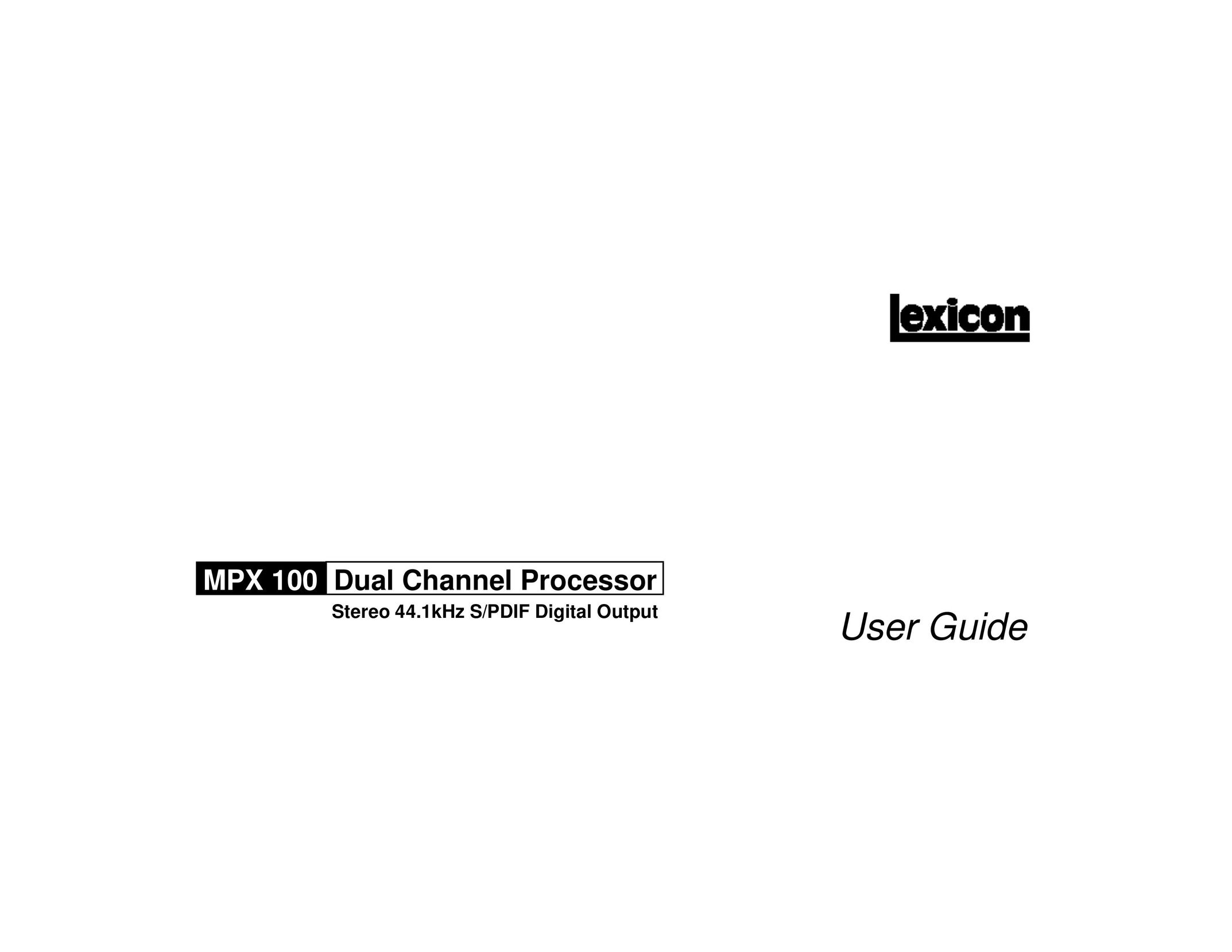 Lexicon MPX 100 Stereo Amplifier User Manual