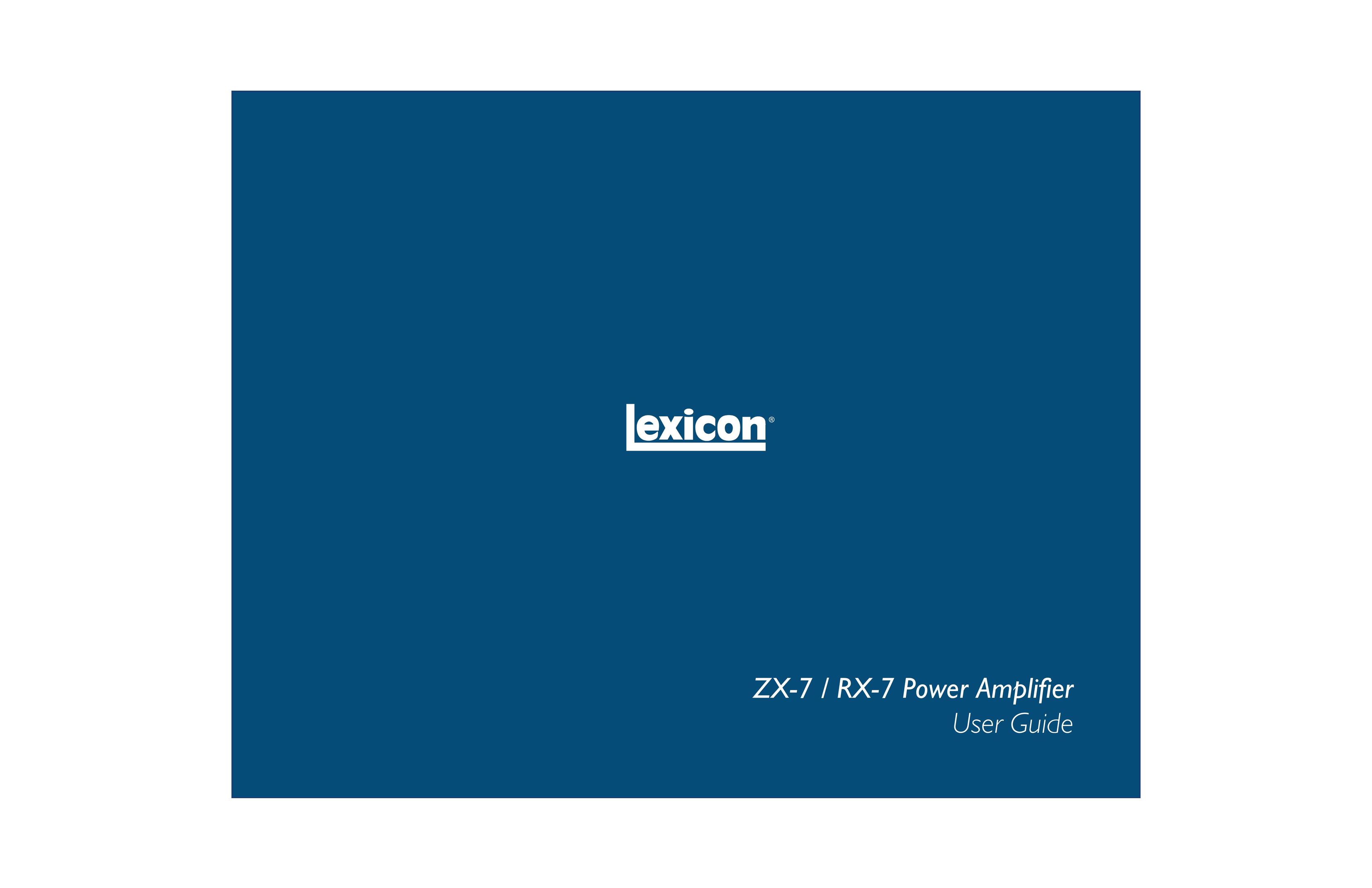 Lexicon RX-7 Stereo Amplifier User Manual