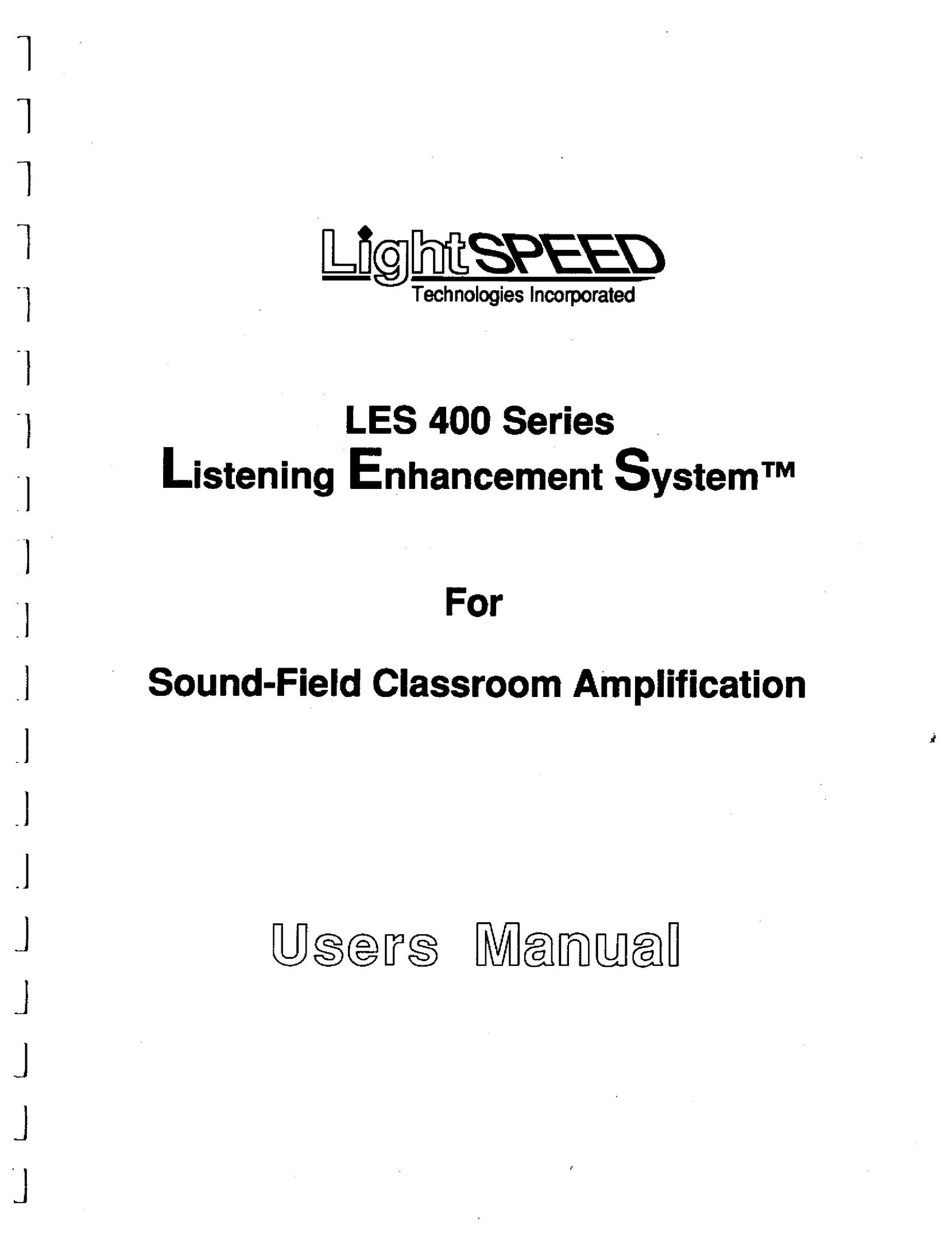 LightSpeed Technologies LES 400 Series Stereo Amplifier User Manual
