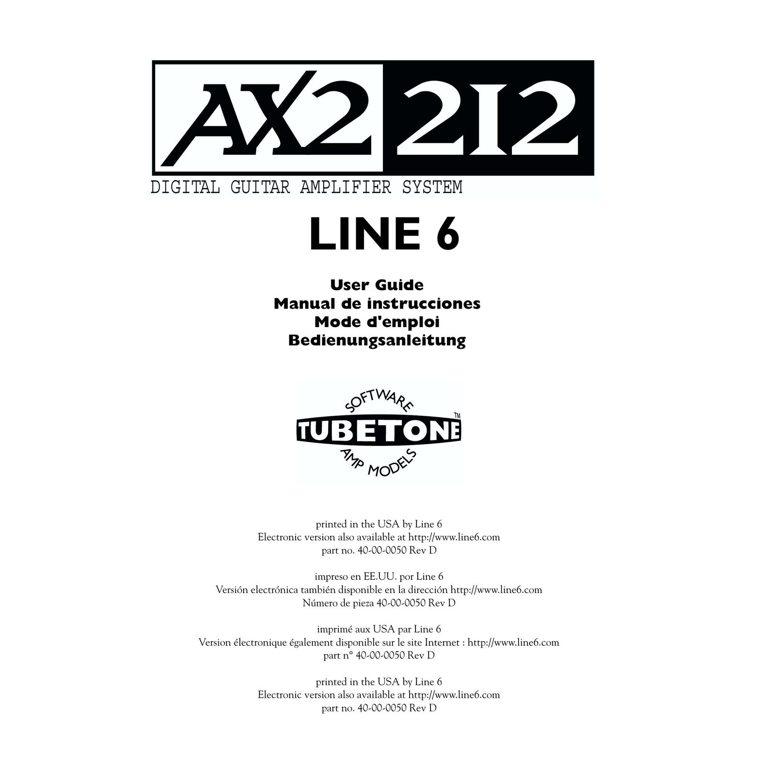 Line 6 AX2 Stereo Amplifier User Manual