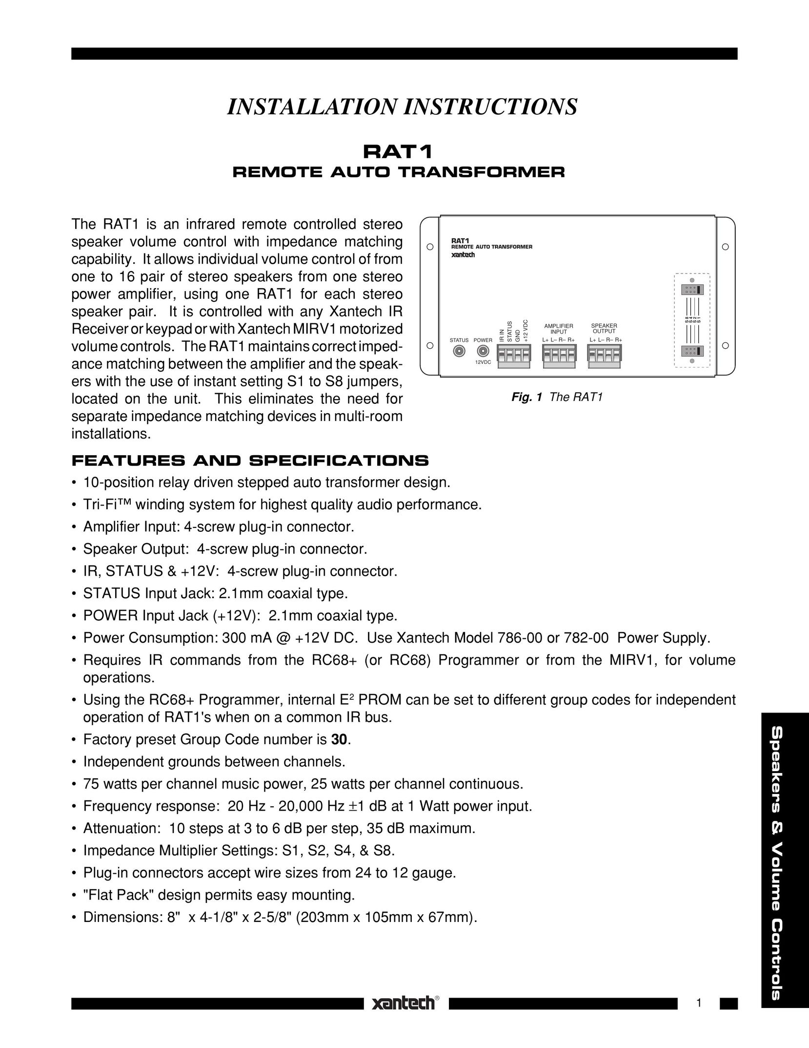Logic 3 RAT 1 Stereo Amplifier User Manual
