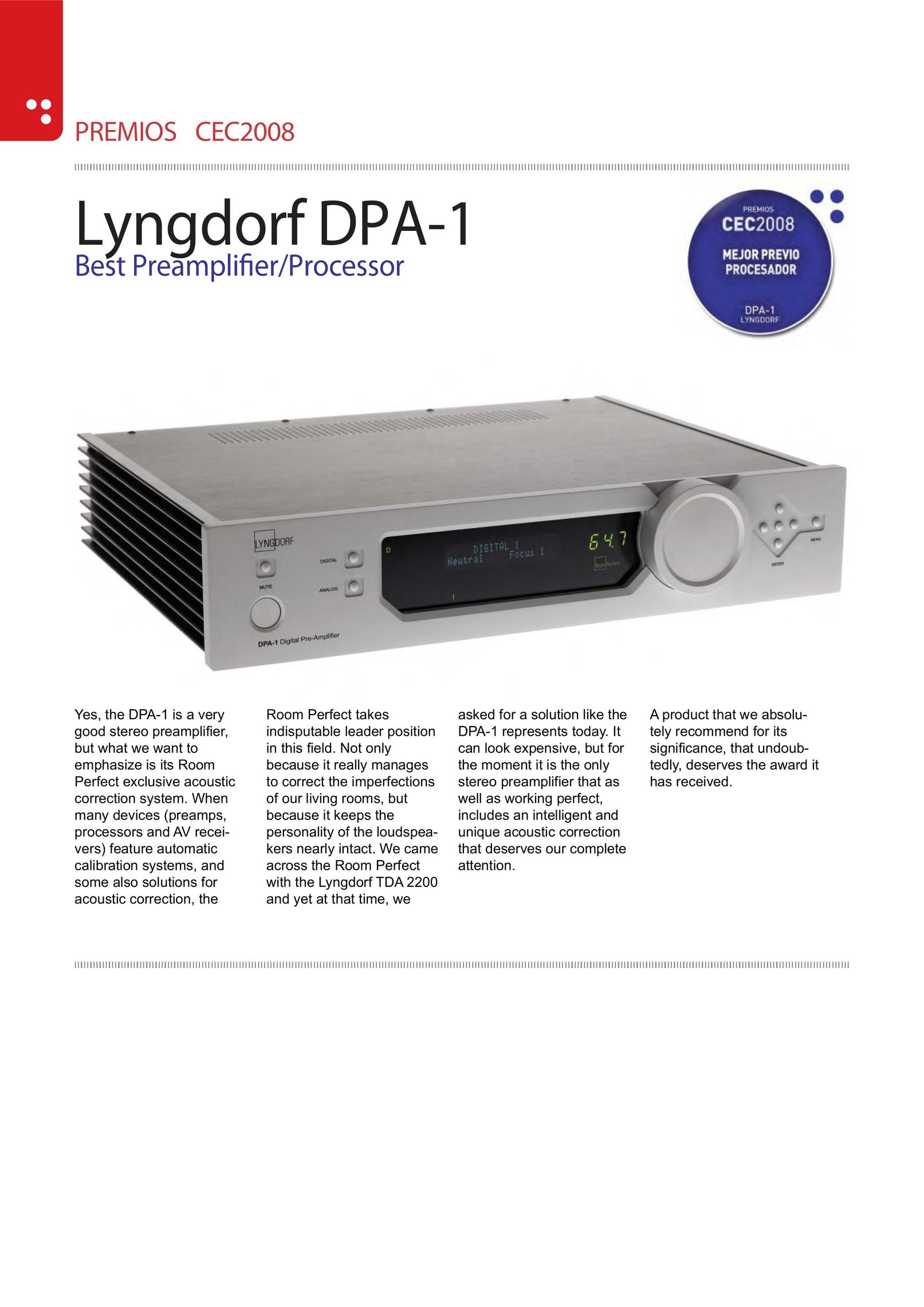 Lyngdorf Audio CEC2008 Stereo Amplifier User Manual