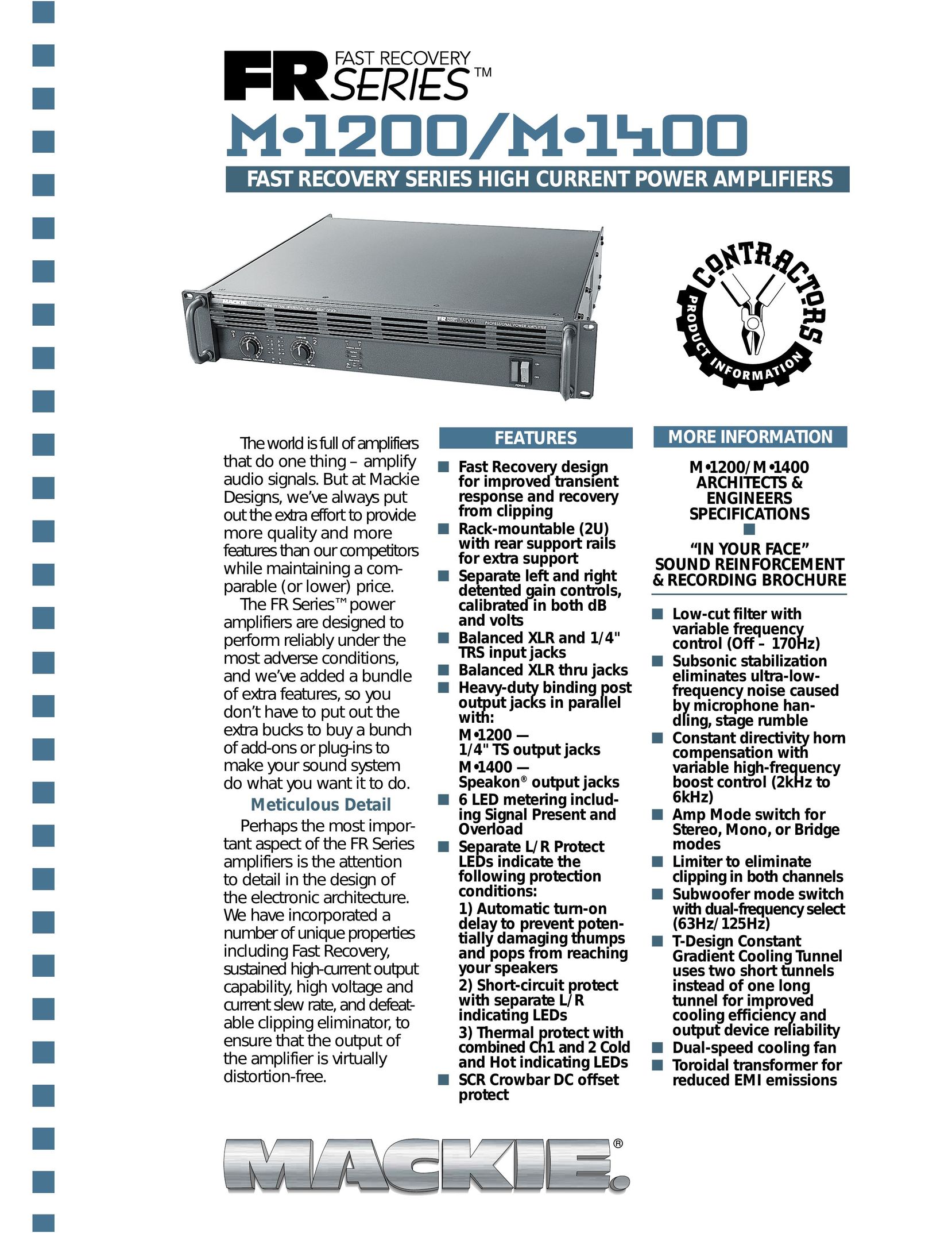 Mackie M1200 Stereo Amplifier User Manual