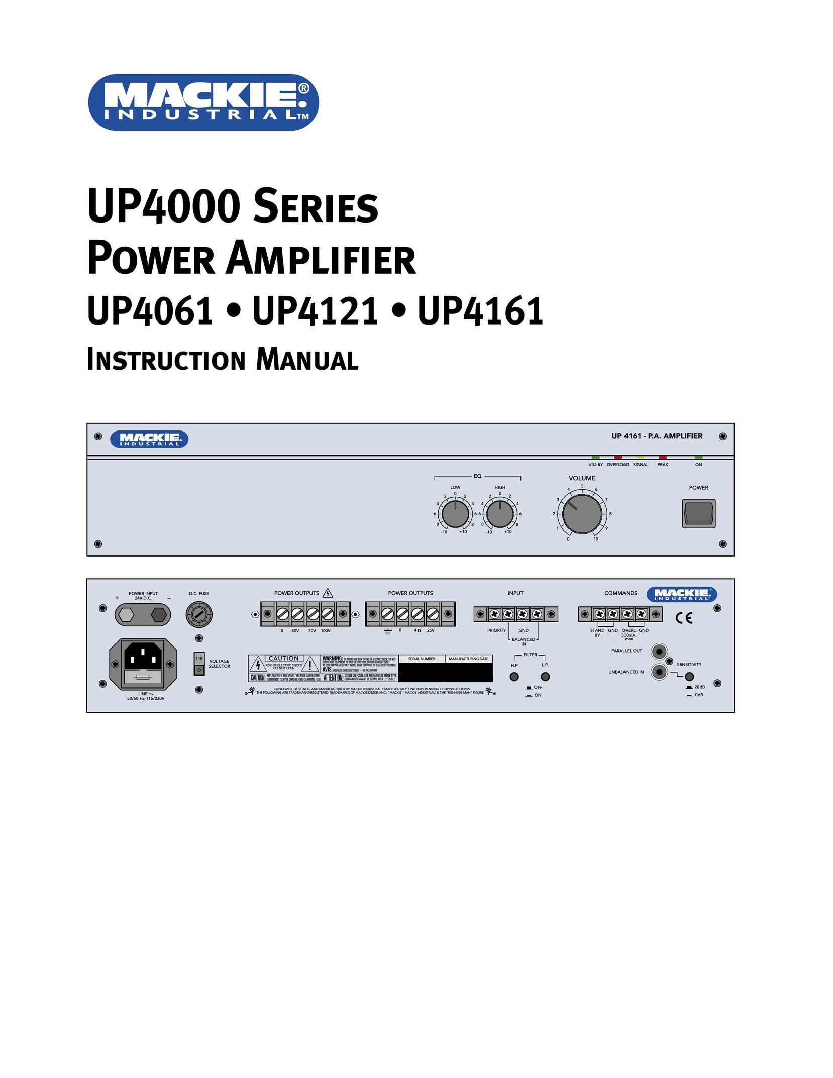 Mackie UP4121 Stereo Amplifier User Manual