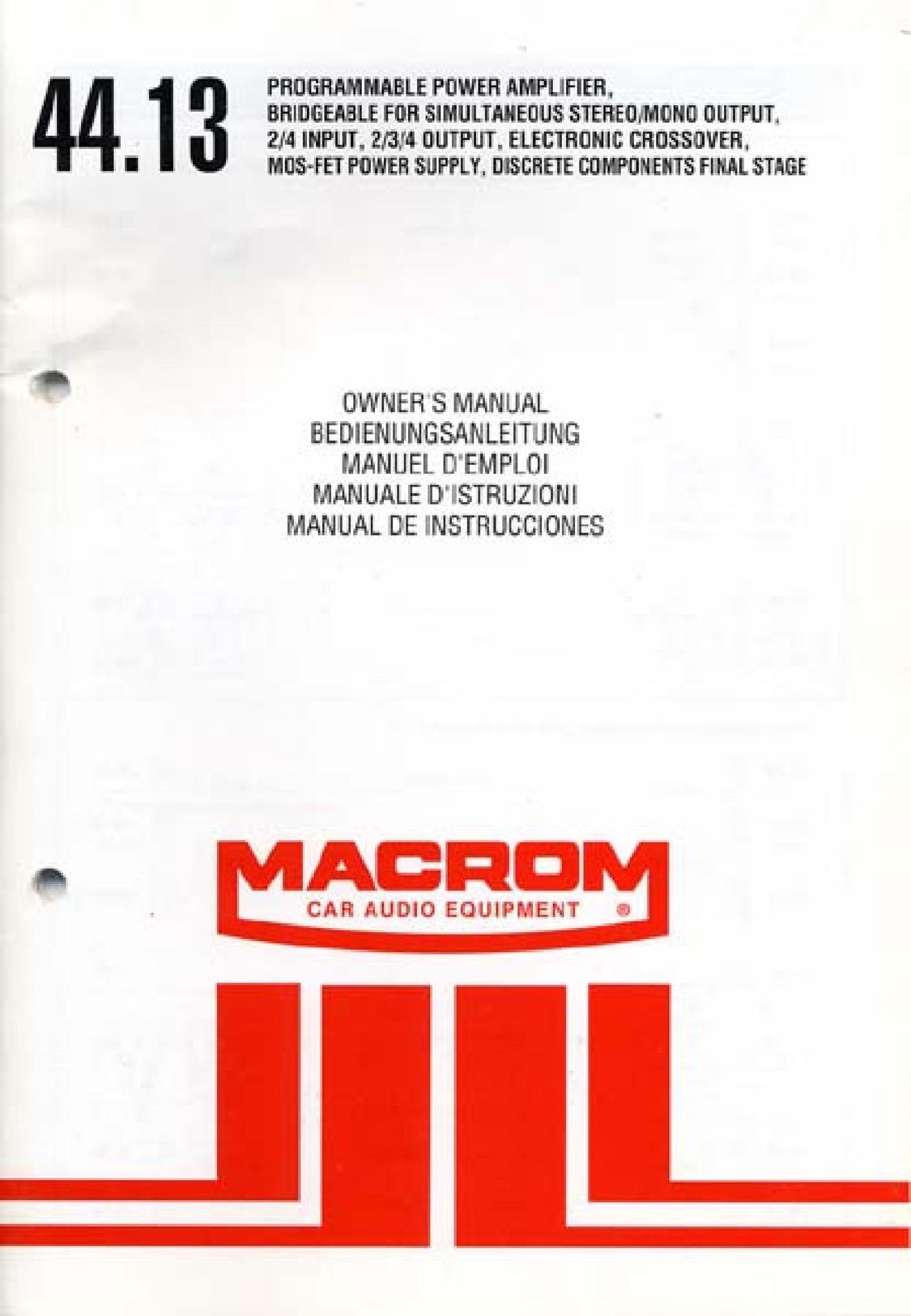 Macrom 44.13 Stereo Amplifier User Manual