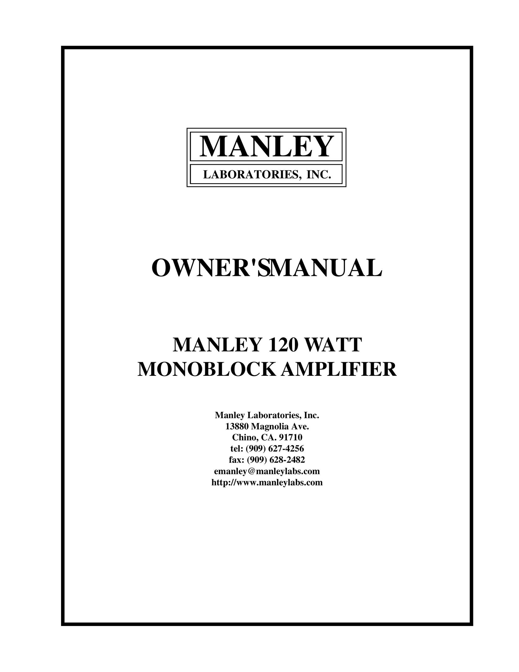 Manley Labs 120 Watt Monoblock Amplifier Stereo Amplifier User Manual