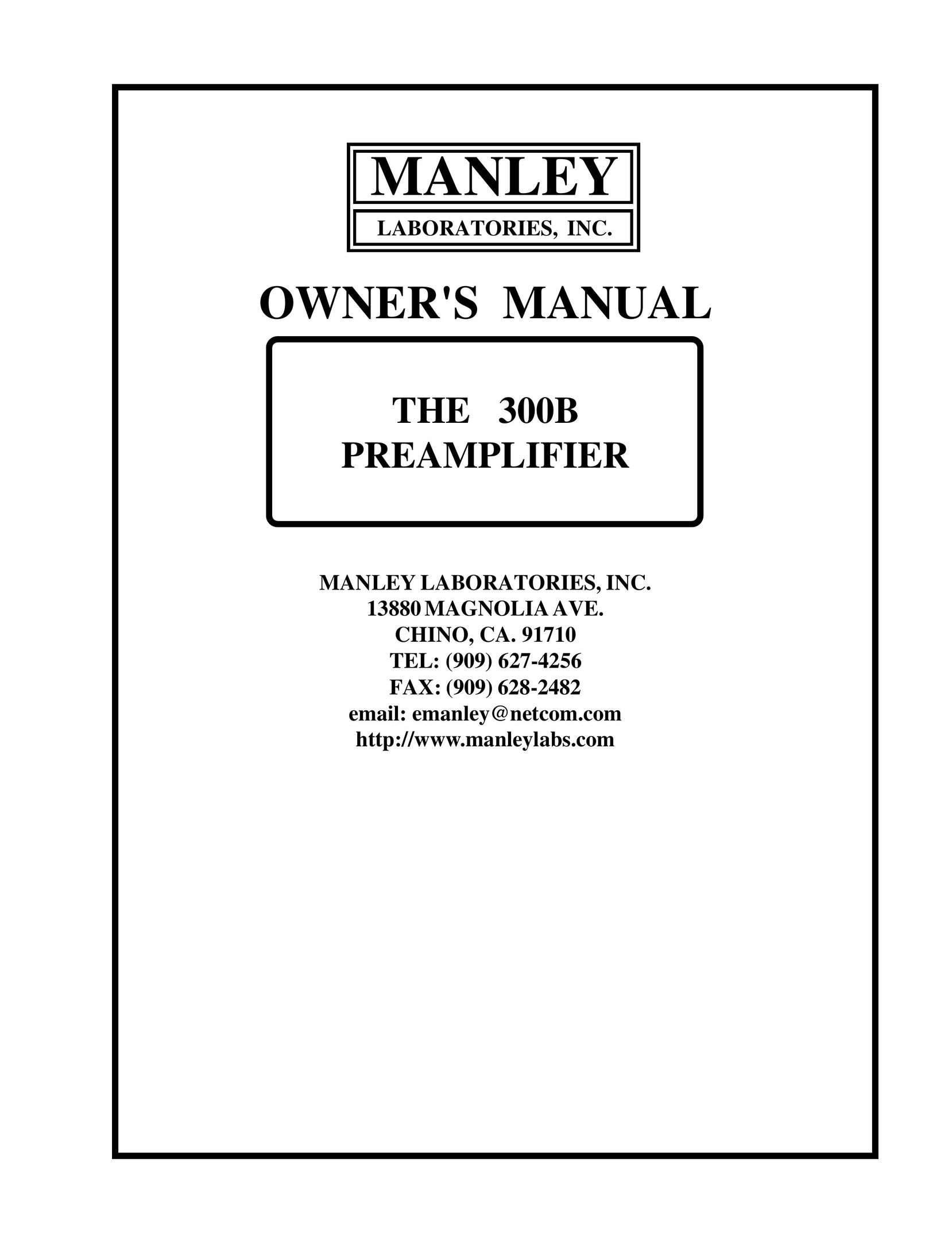 Manley Labs 300B Stereo Amplifier User Manual