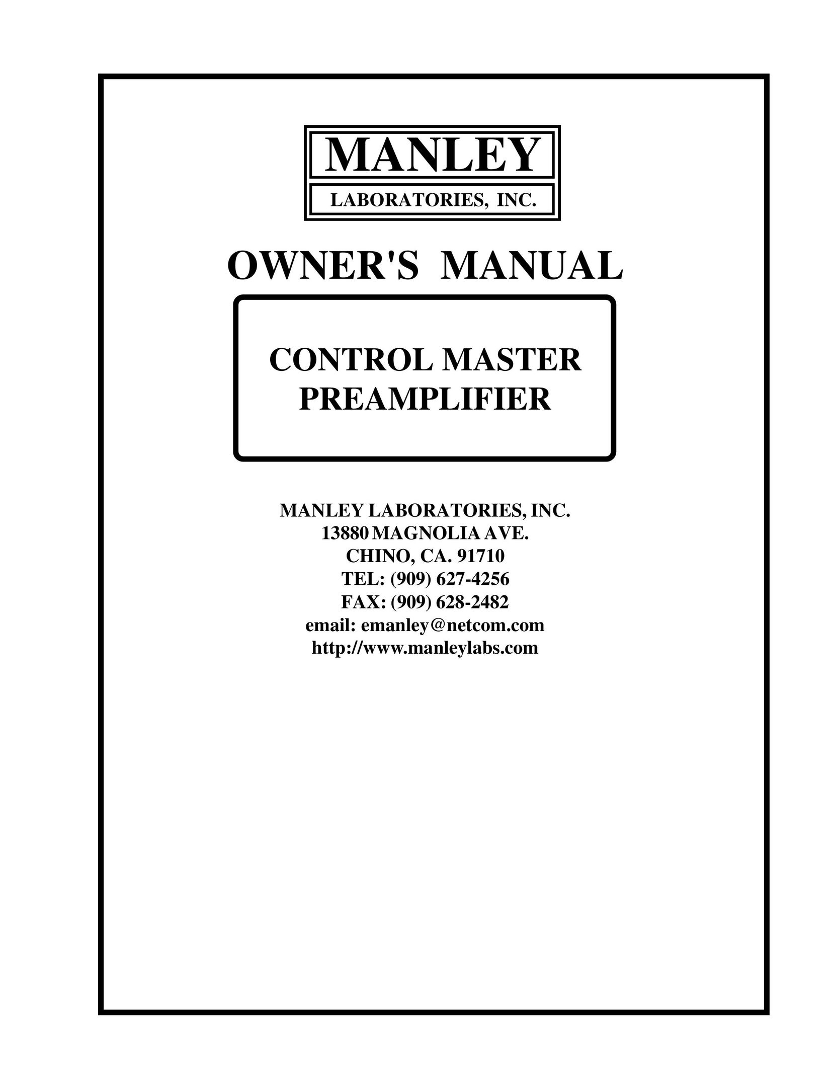 Manley Labs CONTROL MASTER PREAMPLIFIER Stereo Amplifier User Manual