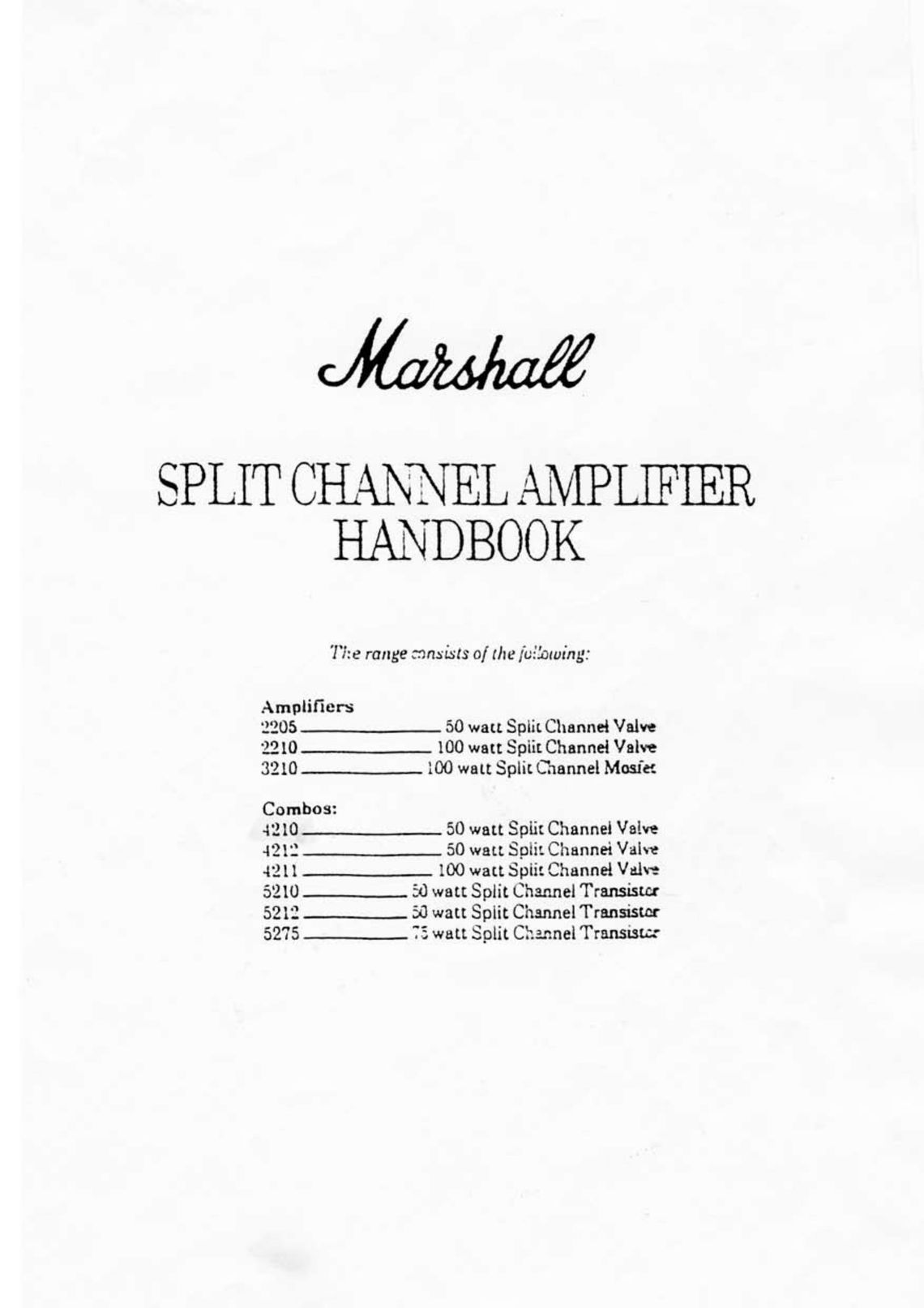 Marshall Amplification 2205 Stereo Amplifier User Manual
