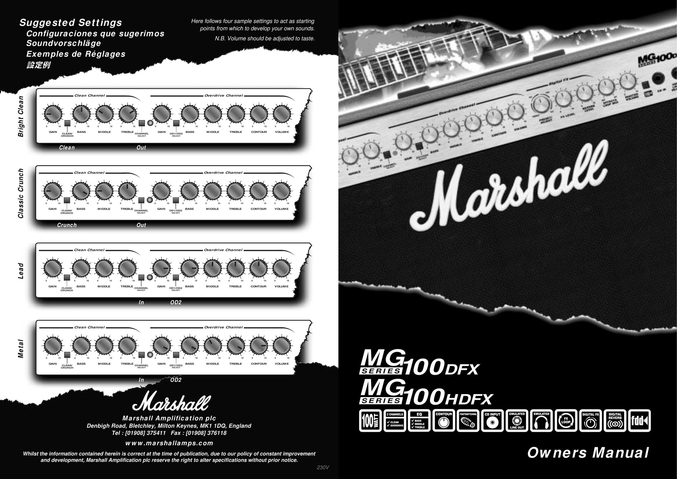 Marshall Amplification MG100DFX Stereo Amplifier User Manual